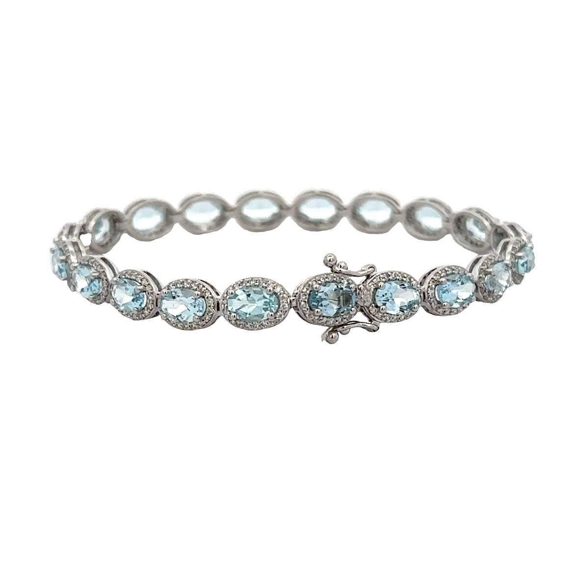 Aquamarine and Diamond Bracelet in White Gold