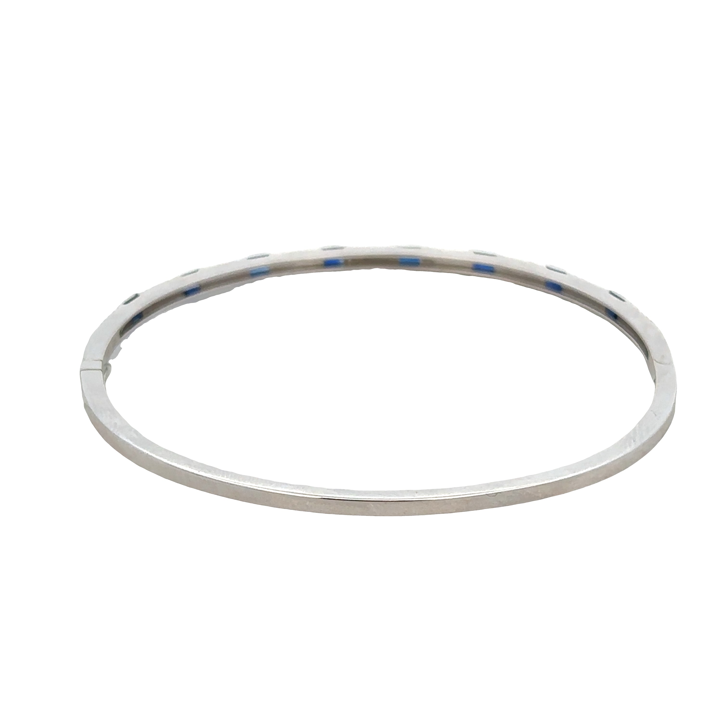 14k White Gold Sapphire & Diamond Alternating Bangle – 2.2mm Wide