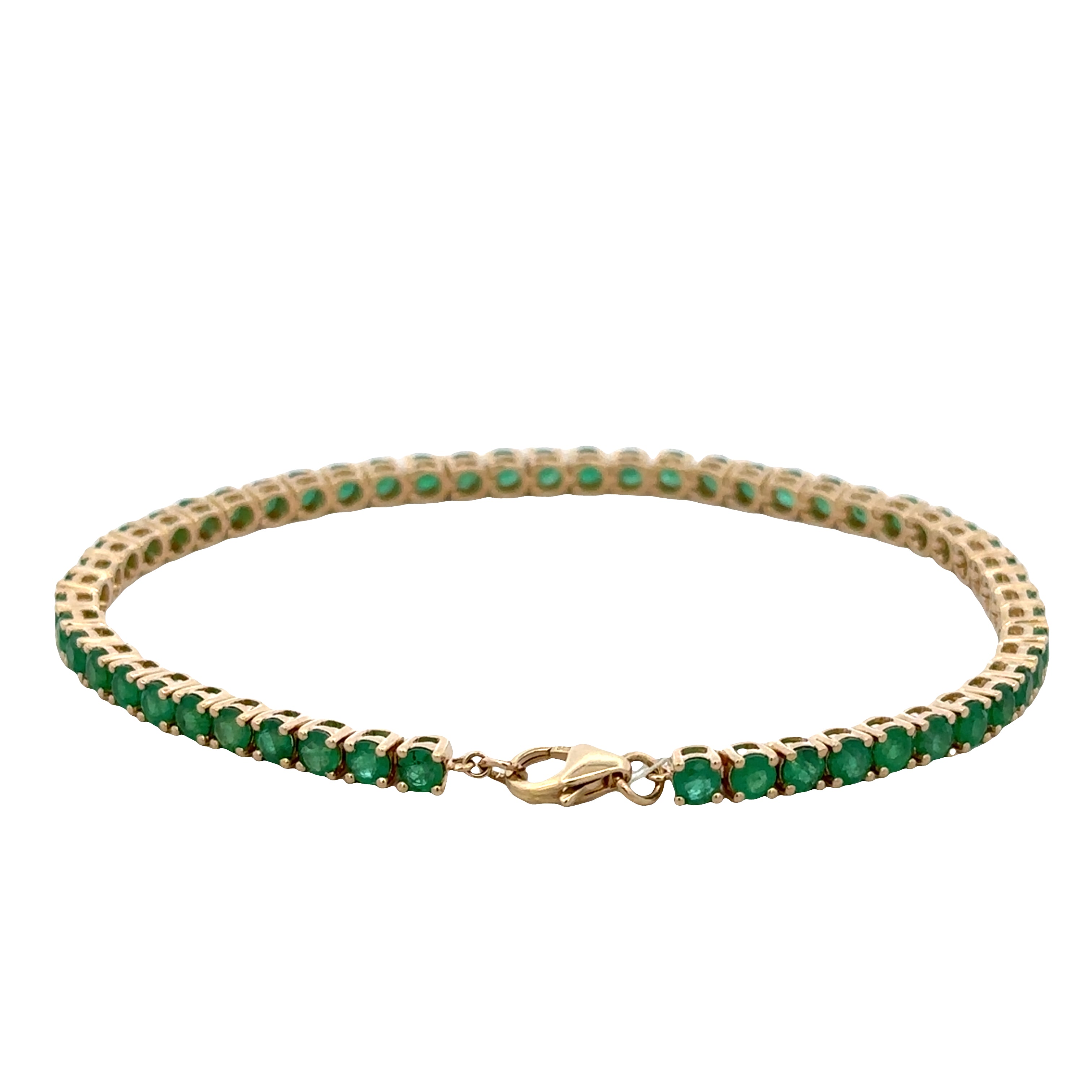 14k Yellow Gold Emerald Line Bracelet
