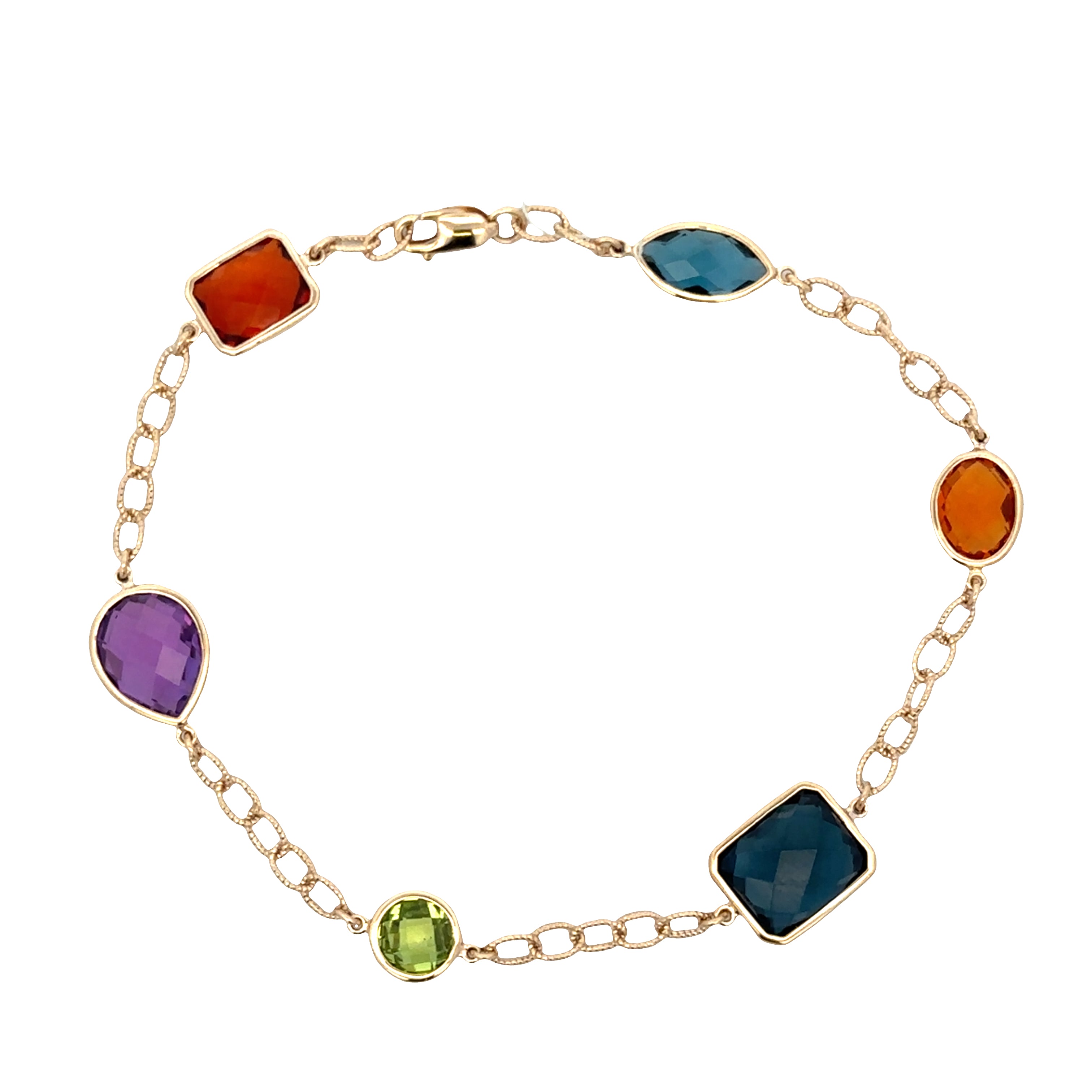 14k Yellow Gold Multicolored Gemstone Bracelet – 7"