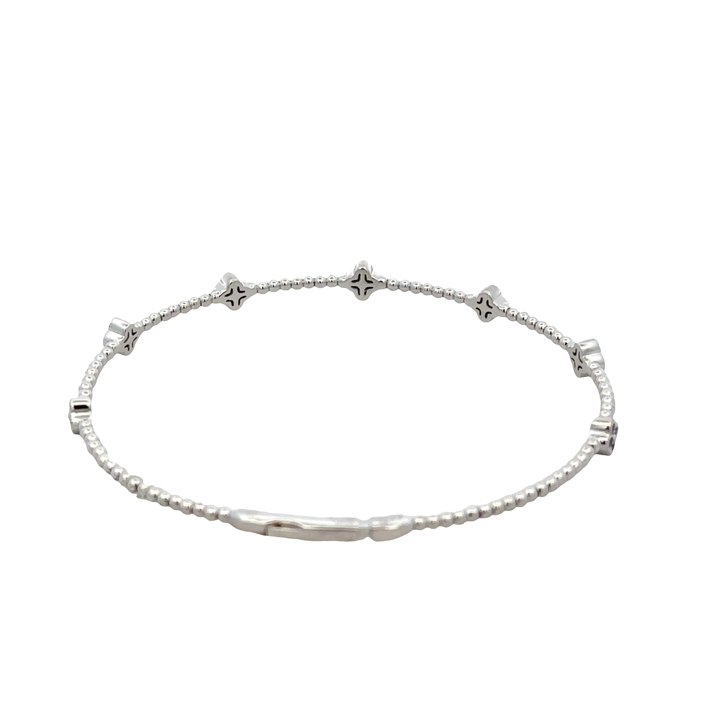 14k White Gold Sapphire & Diamond Quatrefoil Flexible Bracelet