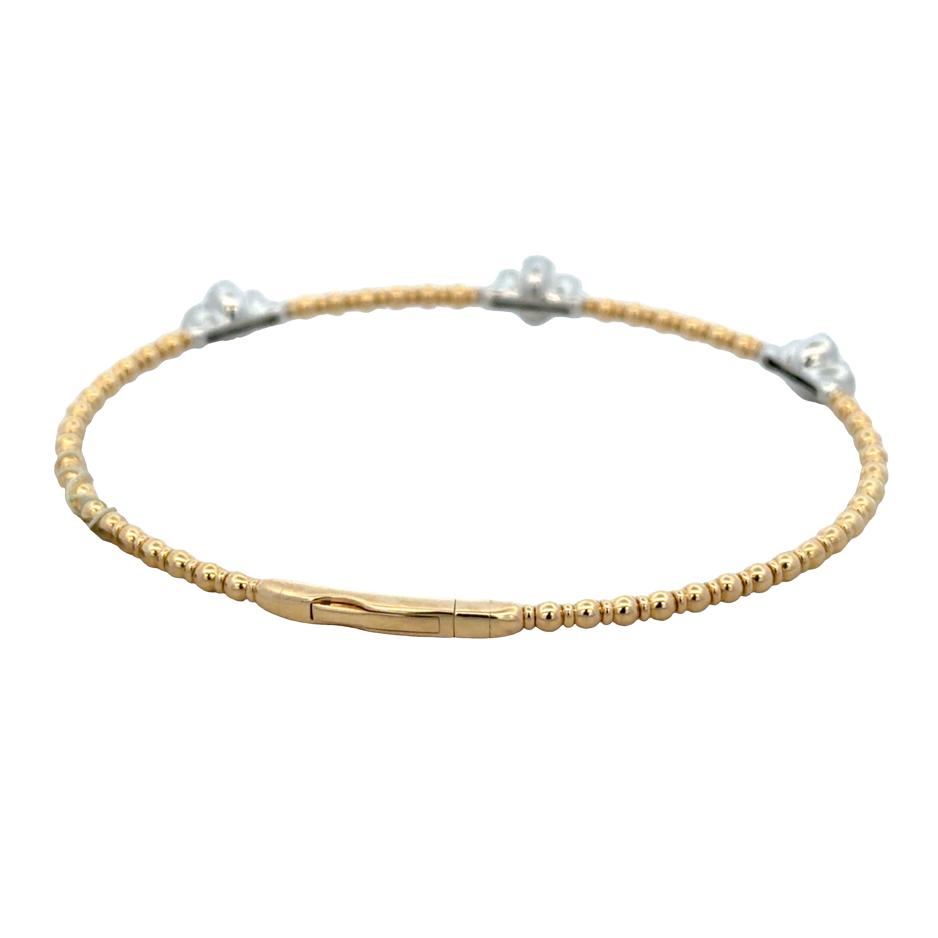14k Gold 0.87 CT Blue Sapphire Quatrefoil Flexible Bracelet – 6.75"