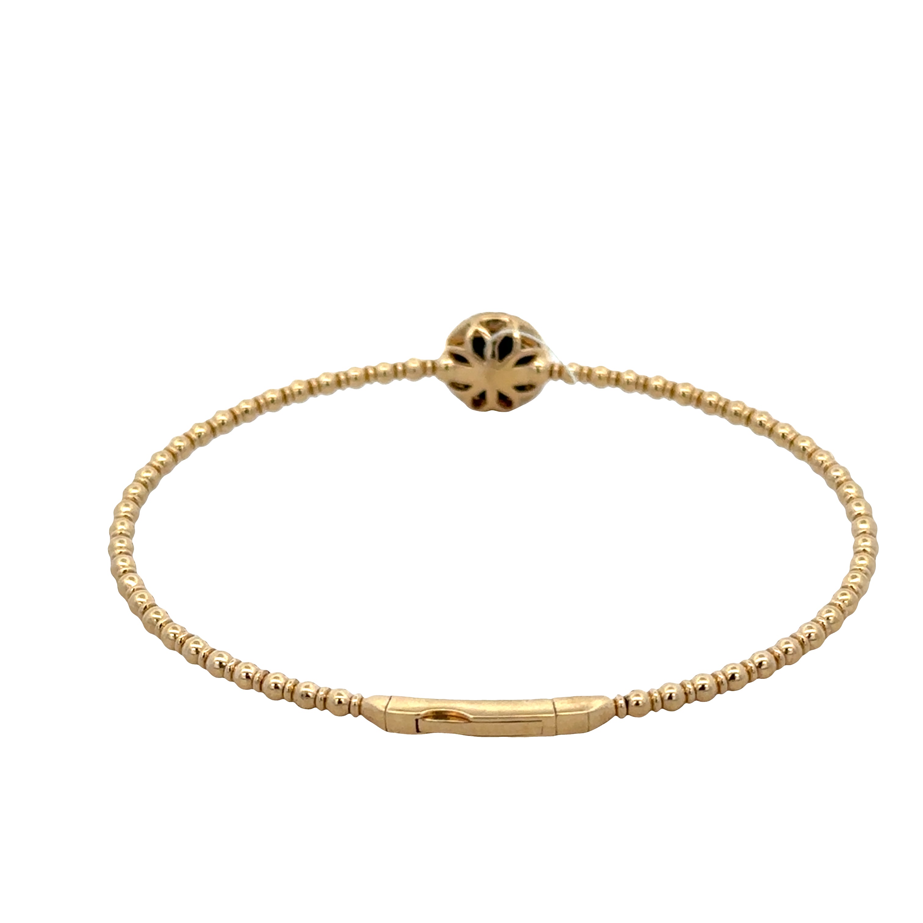 14k Yellow Gold Malachite & Diamond Flexible Beaded Bracelet
