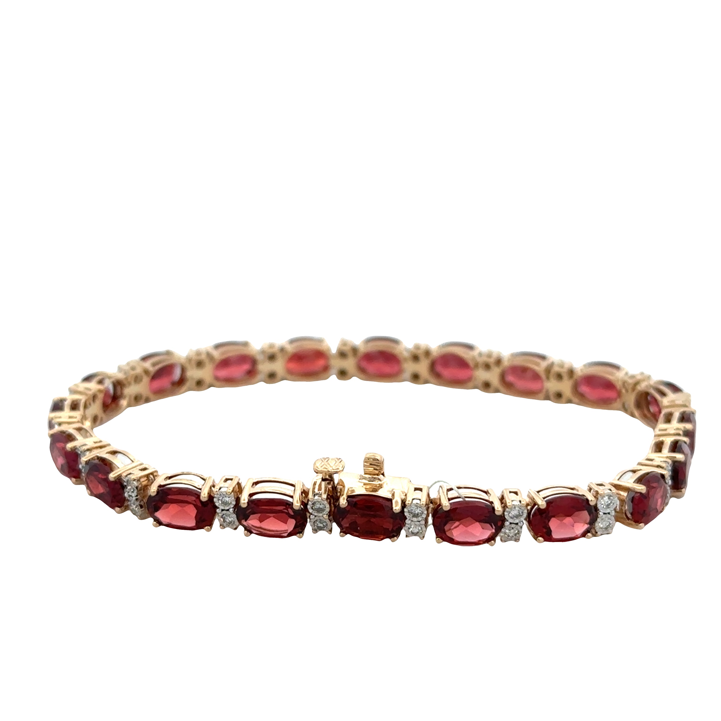 14k Yellow Gold Garnet & Diamond Bracelet – 7"