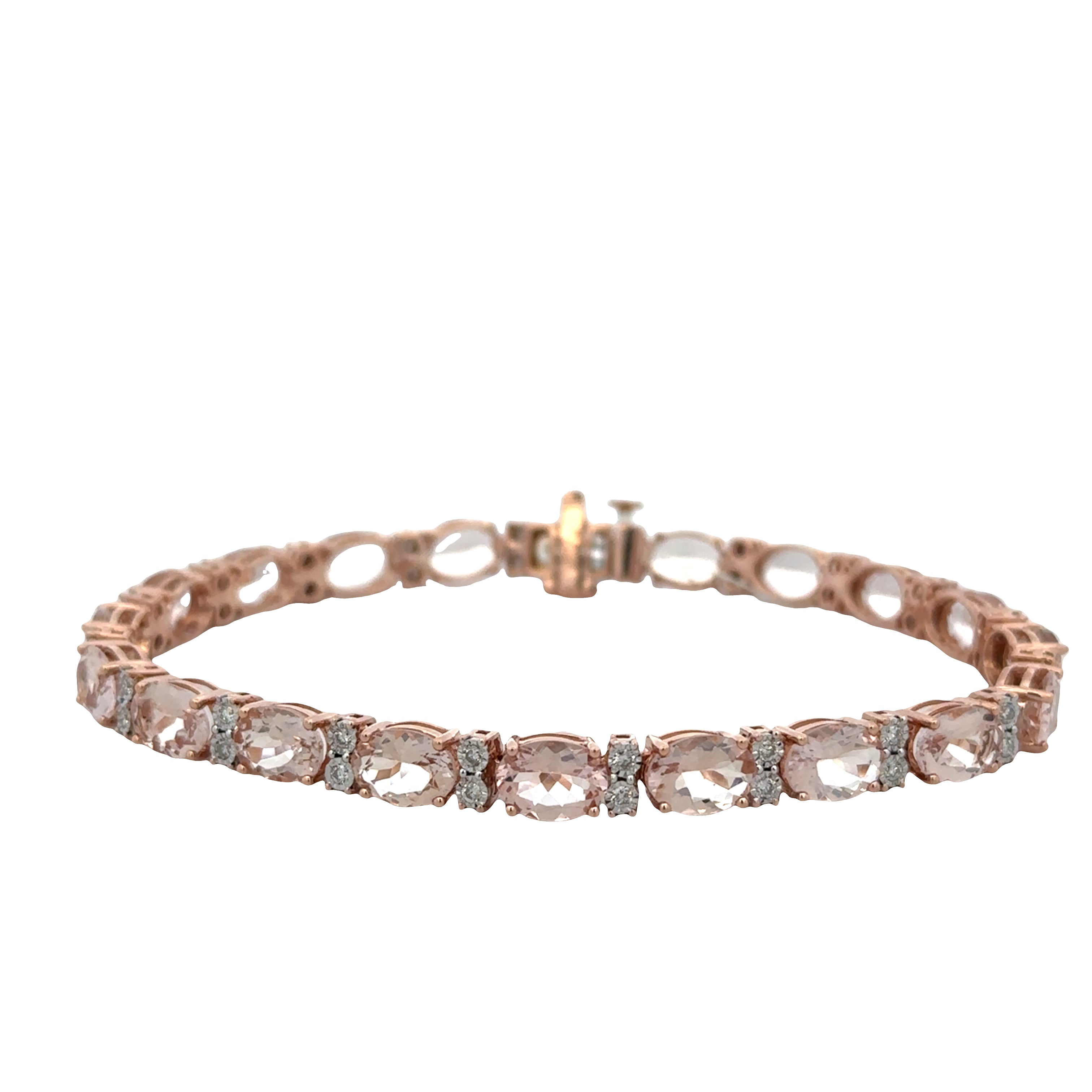 14k Rose Gold Morganite & Diamond Bracelet – 7"