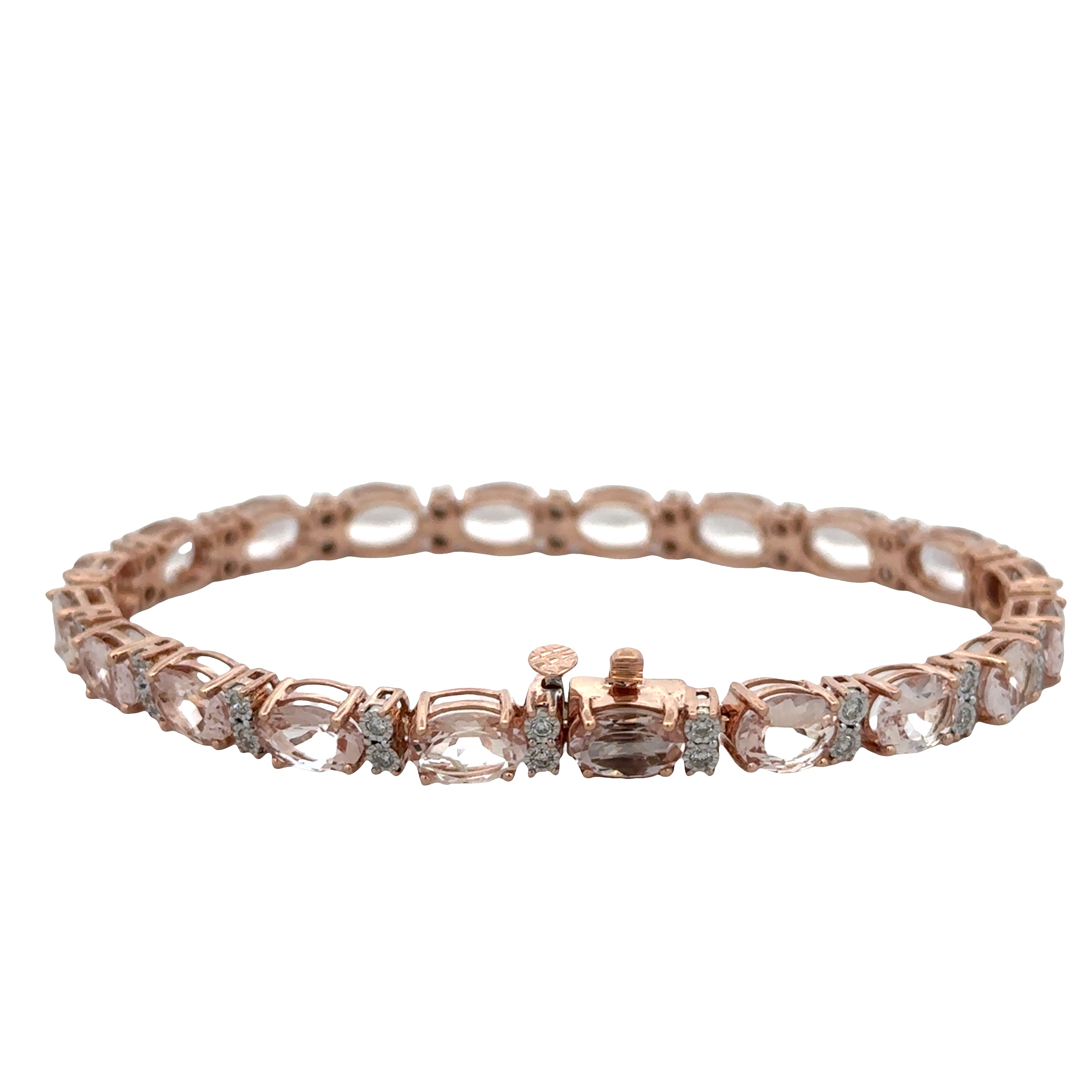 14k Rose Gold Morganite & Diamond Bracelet – 7"
