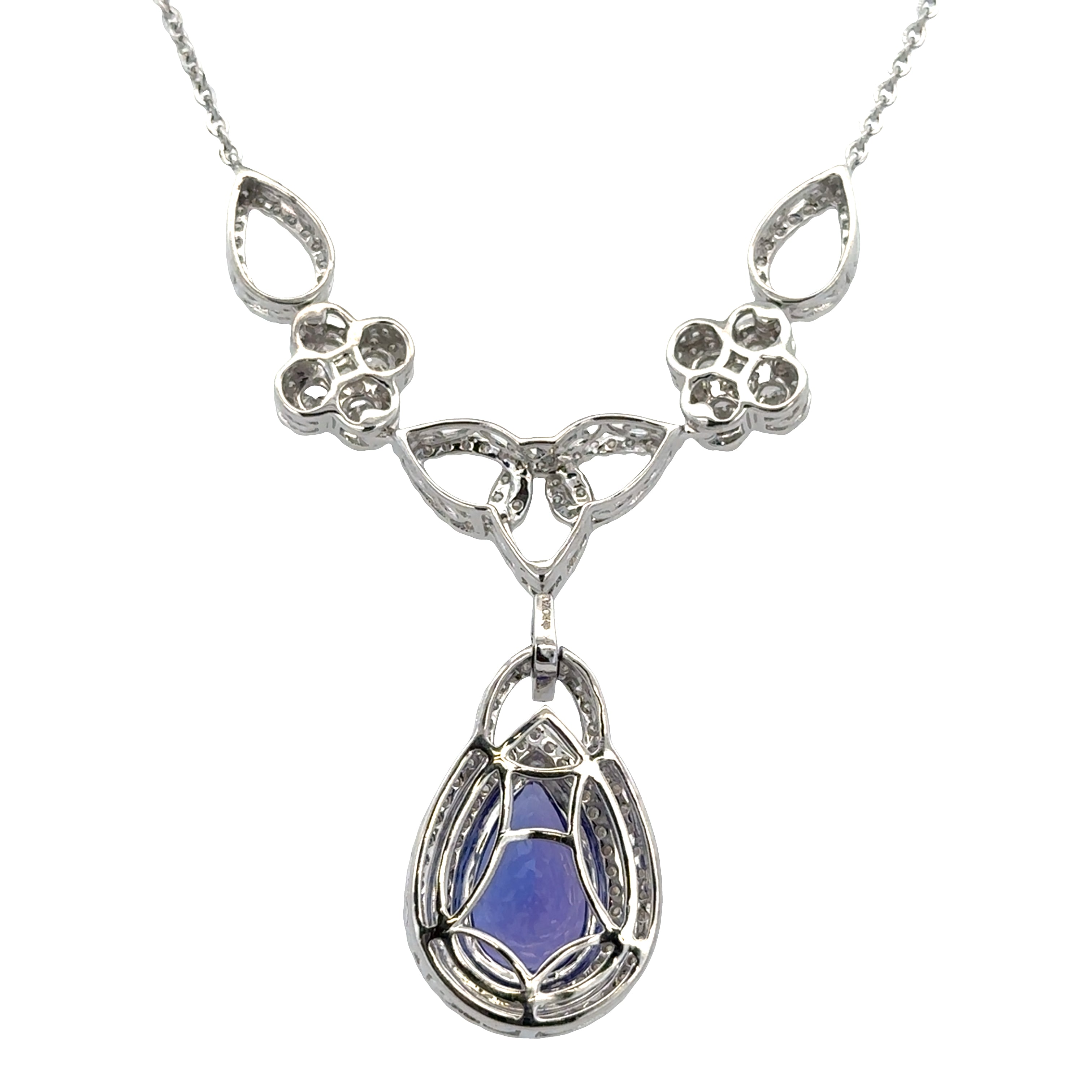 14k White Gold Tanzanite & Diamond Y-Style Necklace – 16"