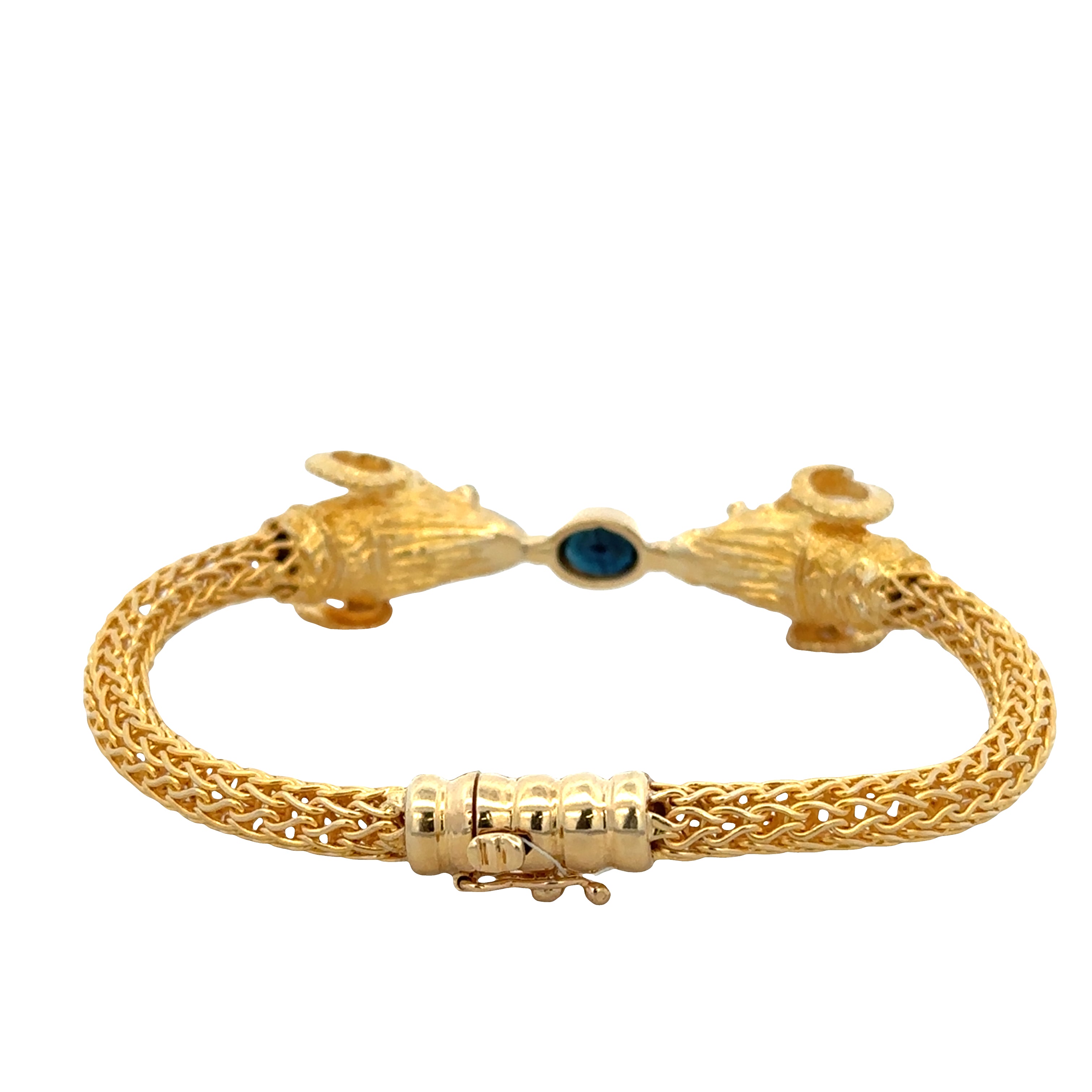 18k Yellow Gold Sapphire, Ruby & Diamond Ram's Head Bracelet – 7.75"