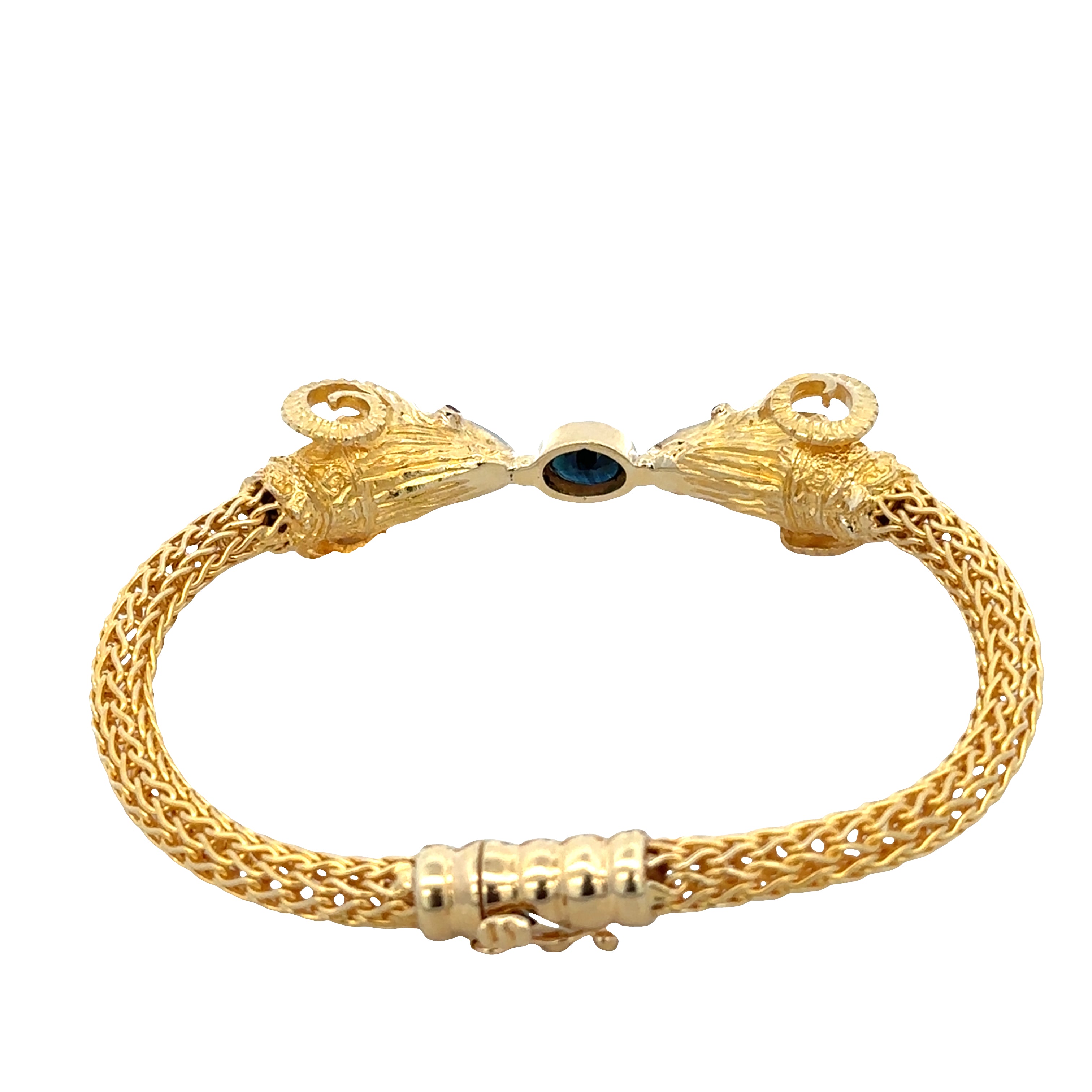 18k Yellow Gold Sapphire, Ruby & Diamond Ram's Head Bracelet – 7.75"