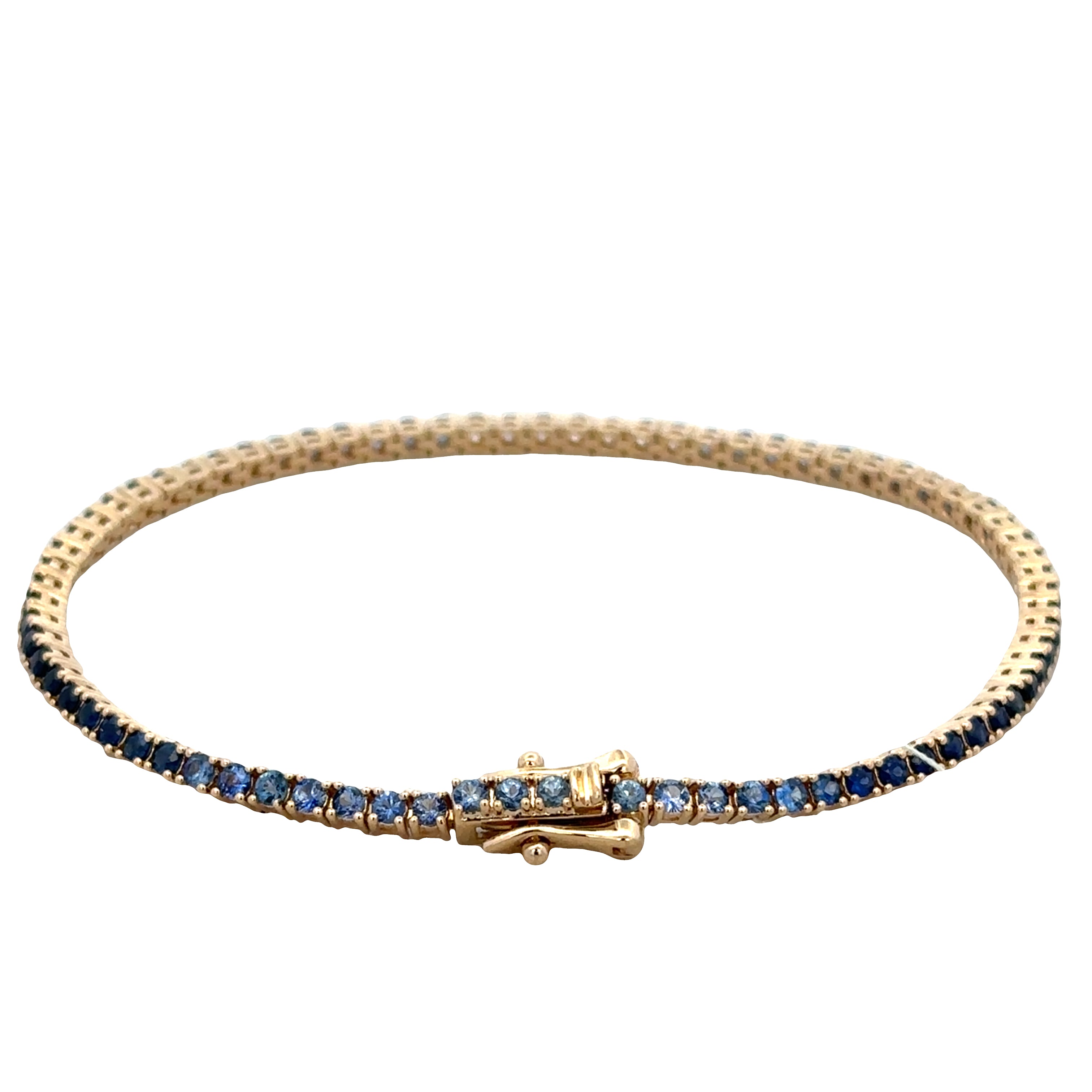 14k Yellow Gold Blue & White Sapphire Gradient Bracelet – 7"