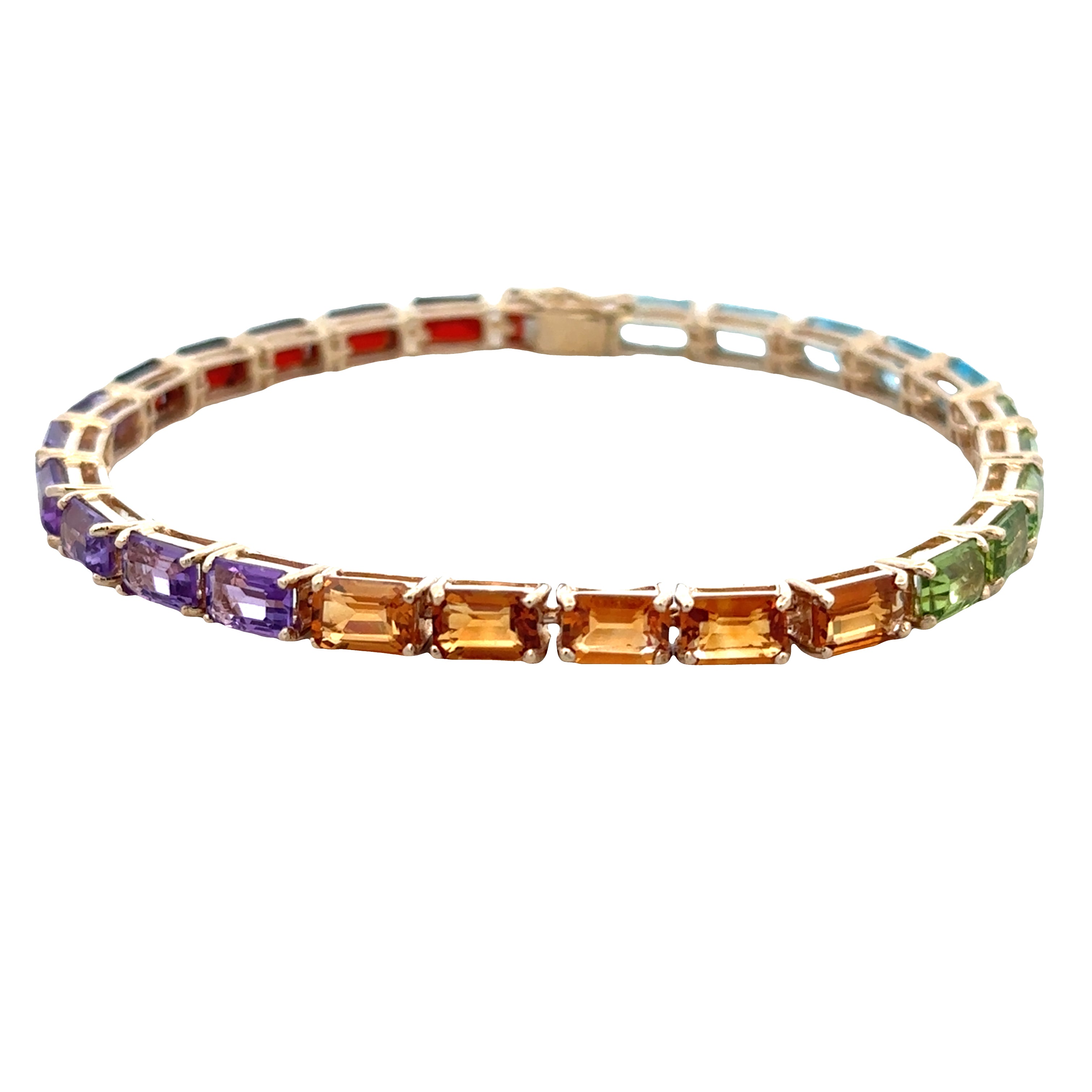 14k Yellow Gold Multi-Gemstone Rainbow Bracelet – 7.25"