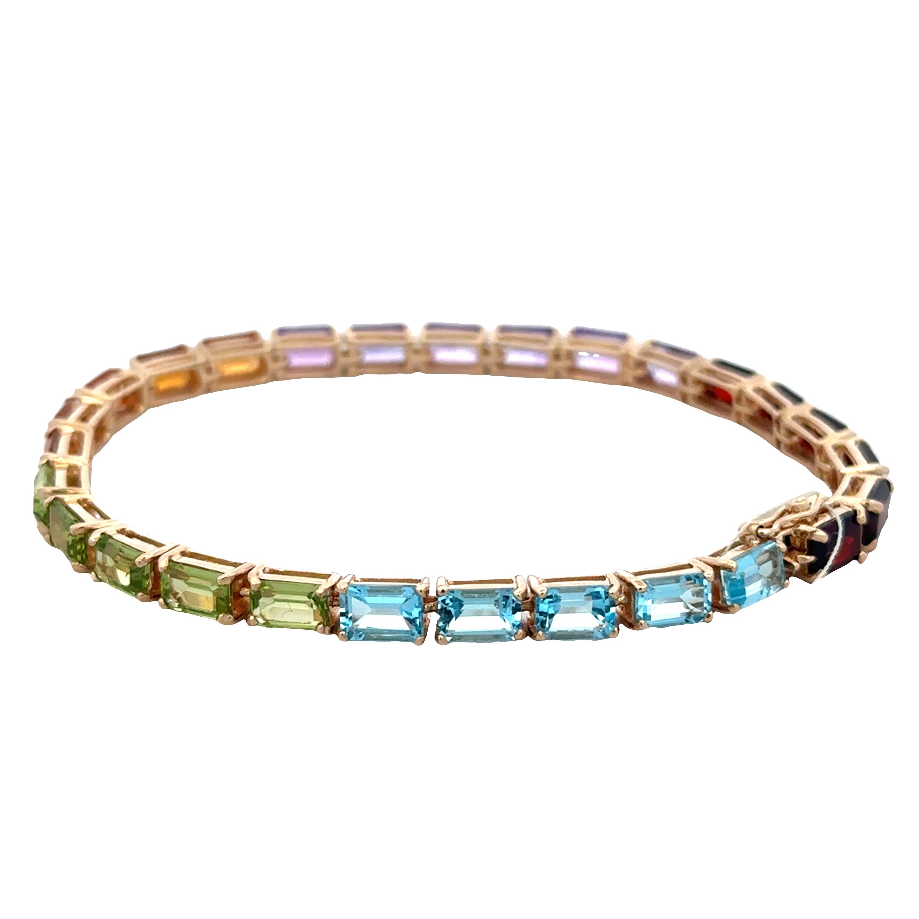 14k Yellow Gold Multi-Gemstone Rainbow Bracelet – 7.25"