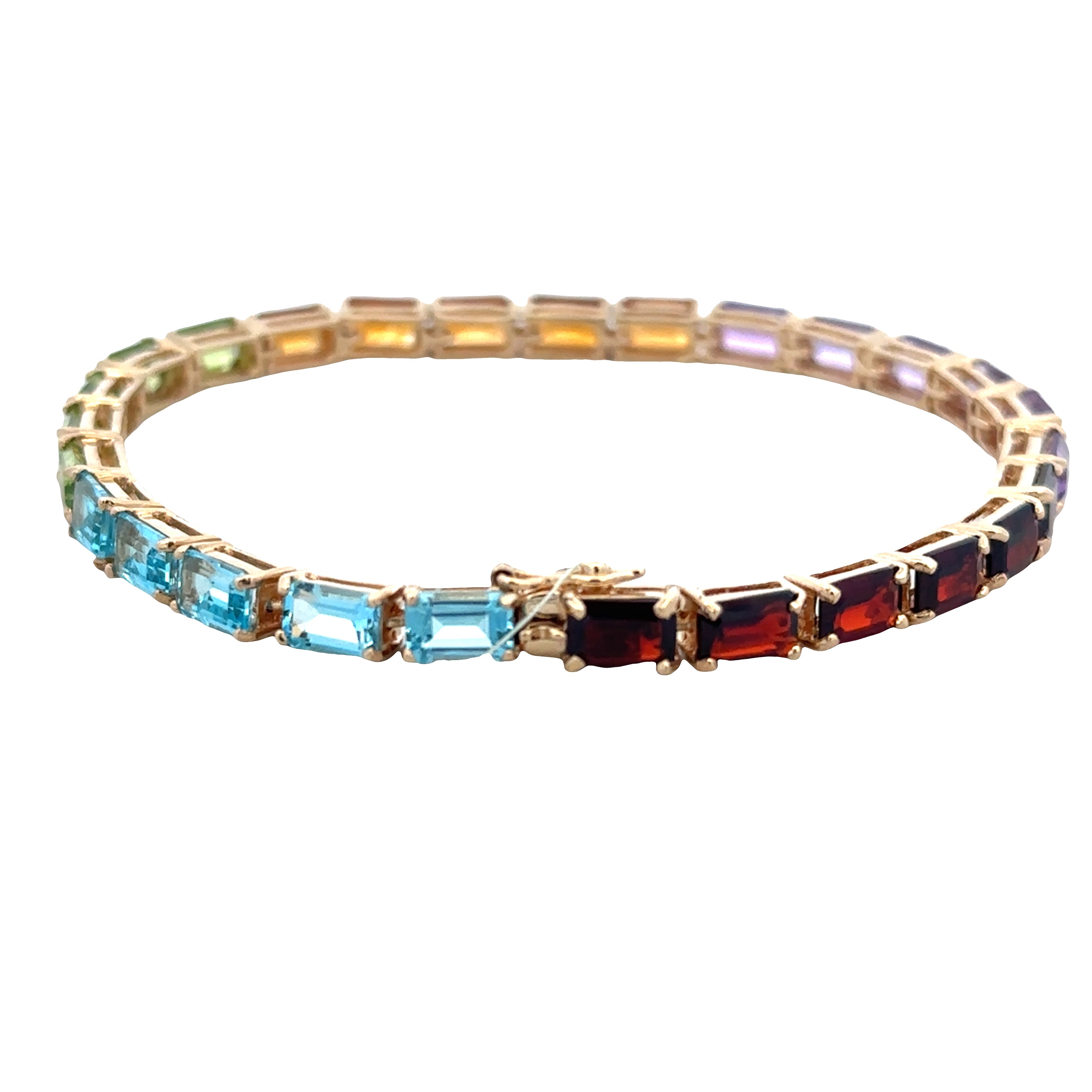 14k Yellow Gold Multi-Gemstone Rainbow Bracelet – 7.25"