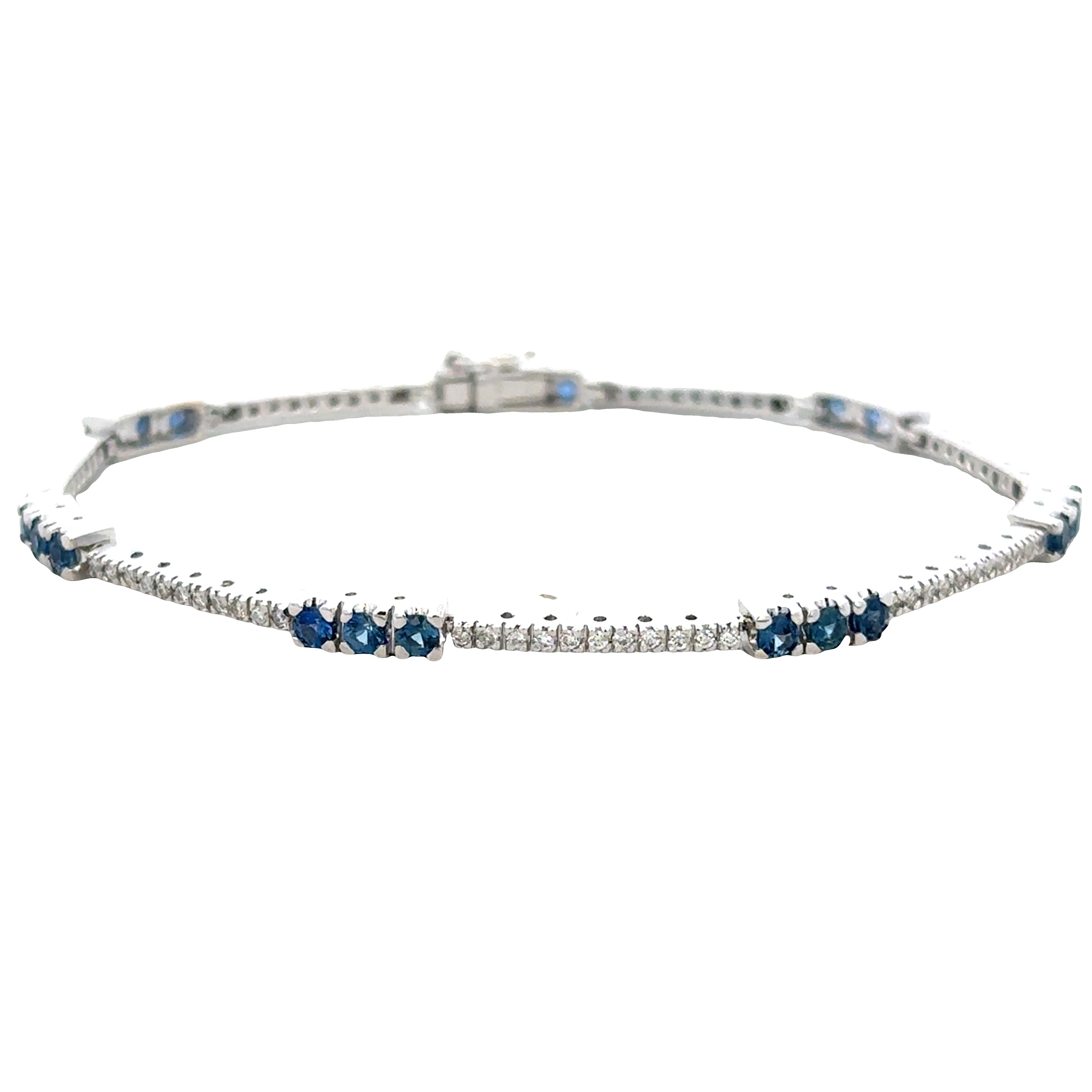 18k White Gold Sapphire & Diamond Bracelet – 7"