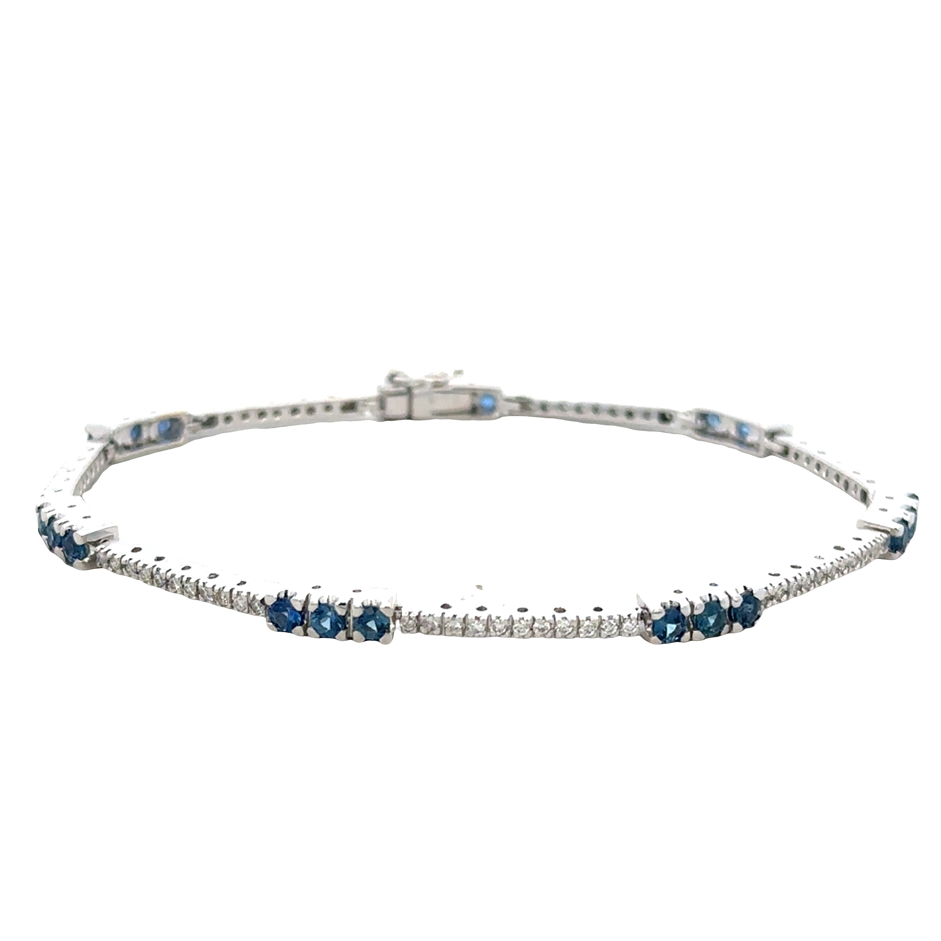 18k White Gold Sapphire & Diamond Bracelet – 7"