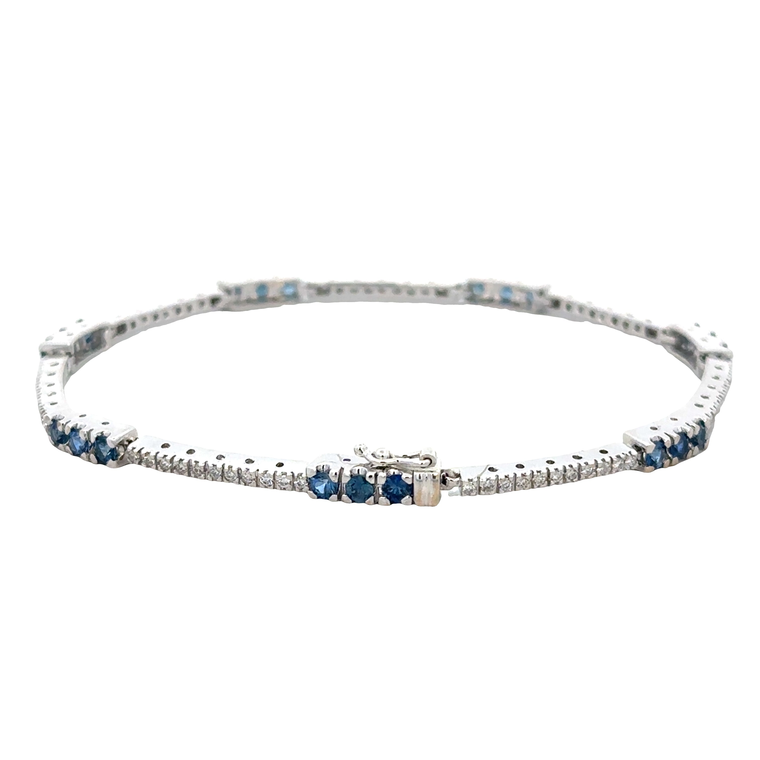 18k White Gold Sapphire & Diamond Bracelet – 7"