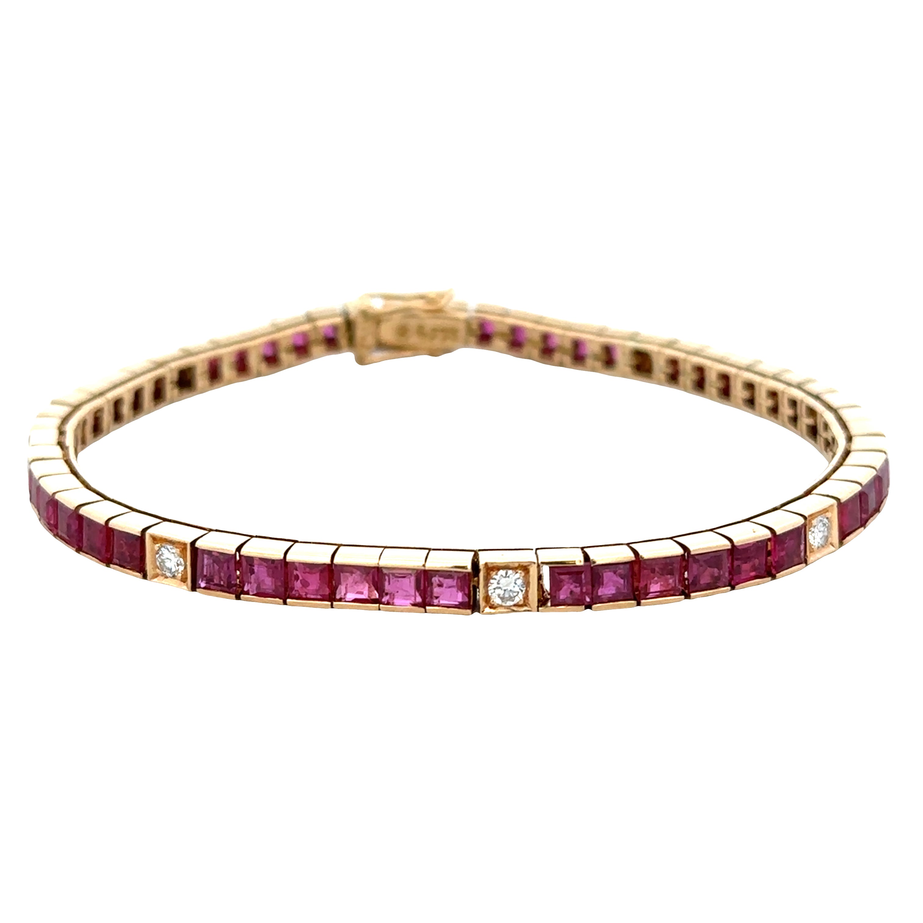 18k Yellow Gold Ruby & Diamond Bracelet – 7.25"