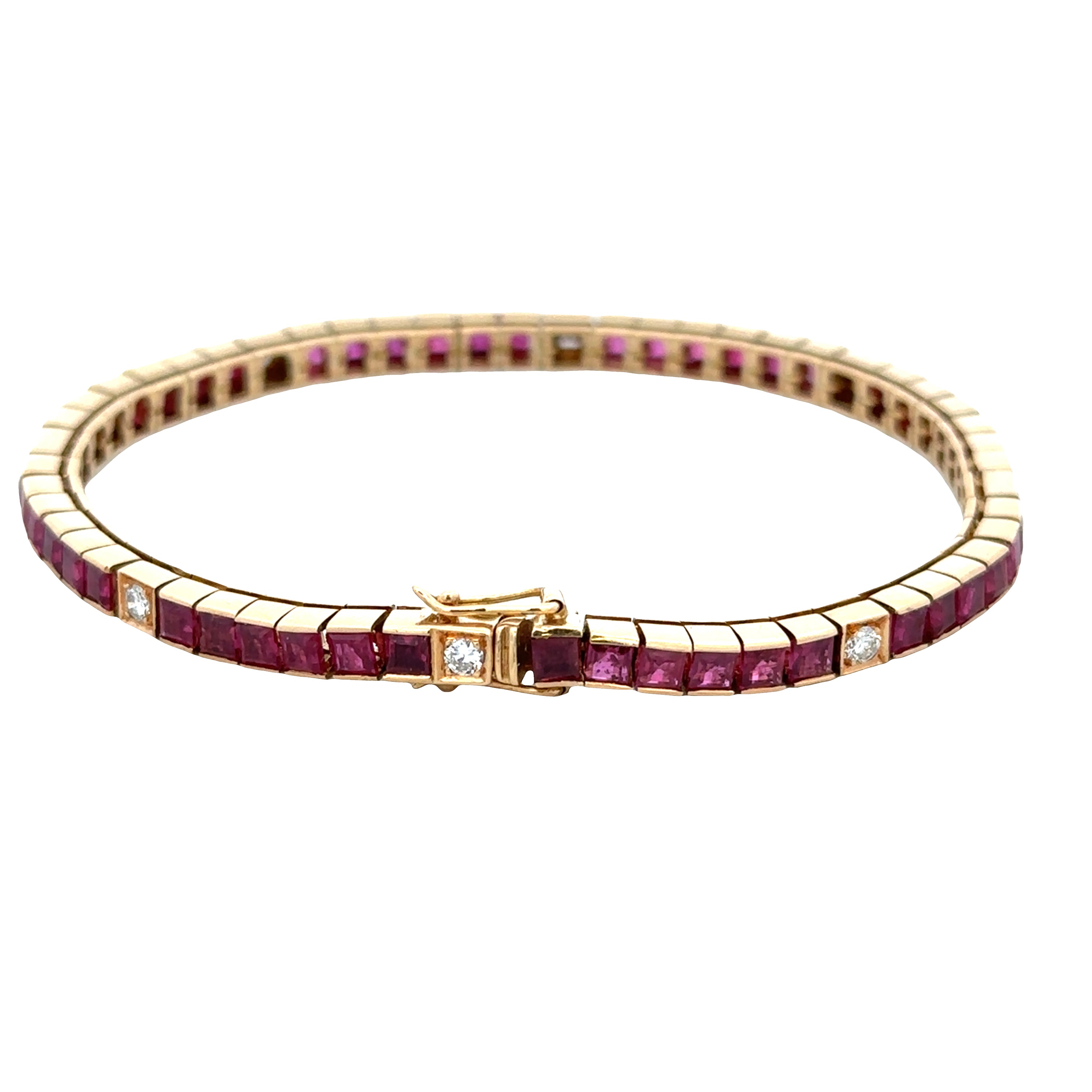 18k Yellow Gold Ruby & Diamond Bracelet – 7.25"