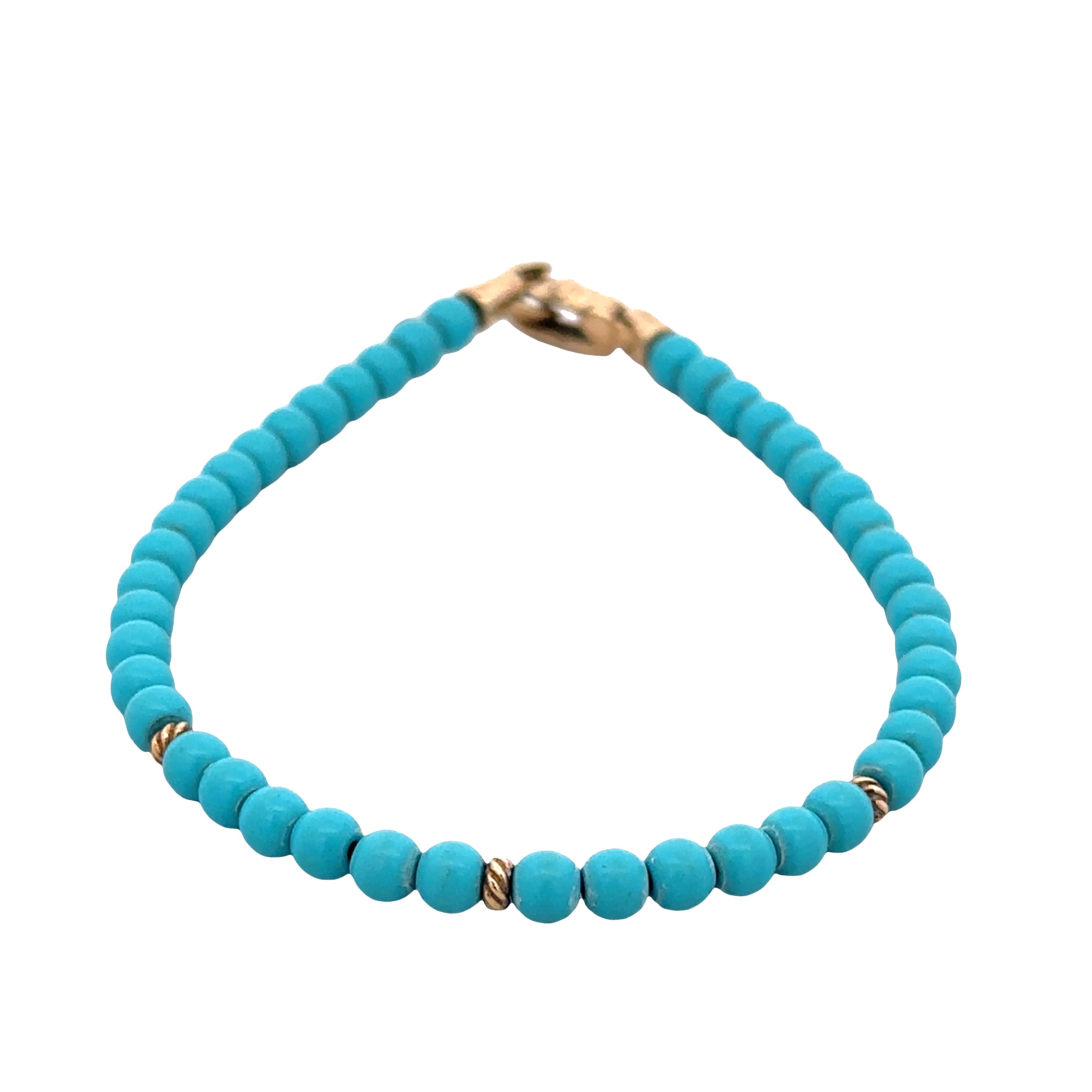 Estate David Yurman Spiritual Beads Turquoise & 18k Yellow Gold Bracelet – 7"