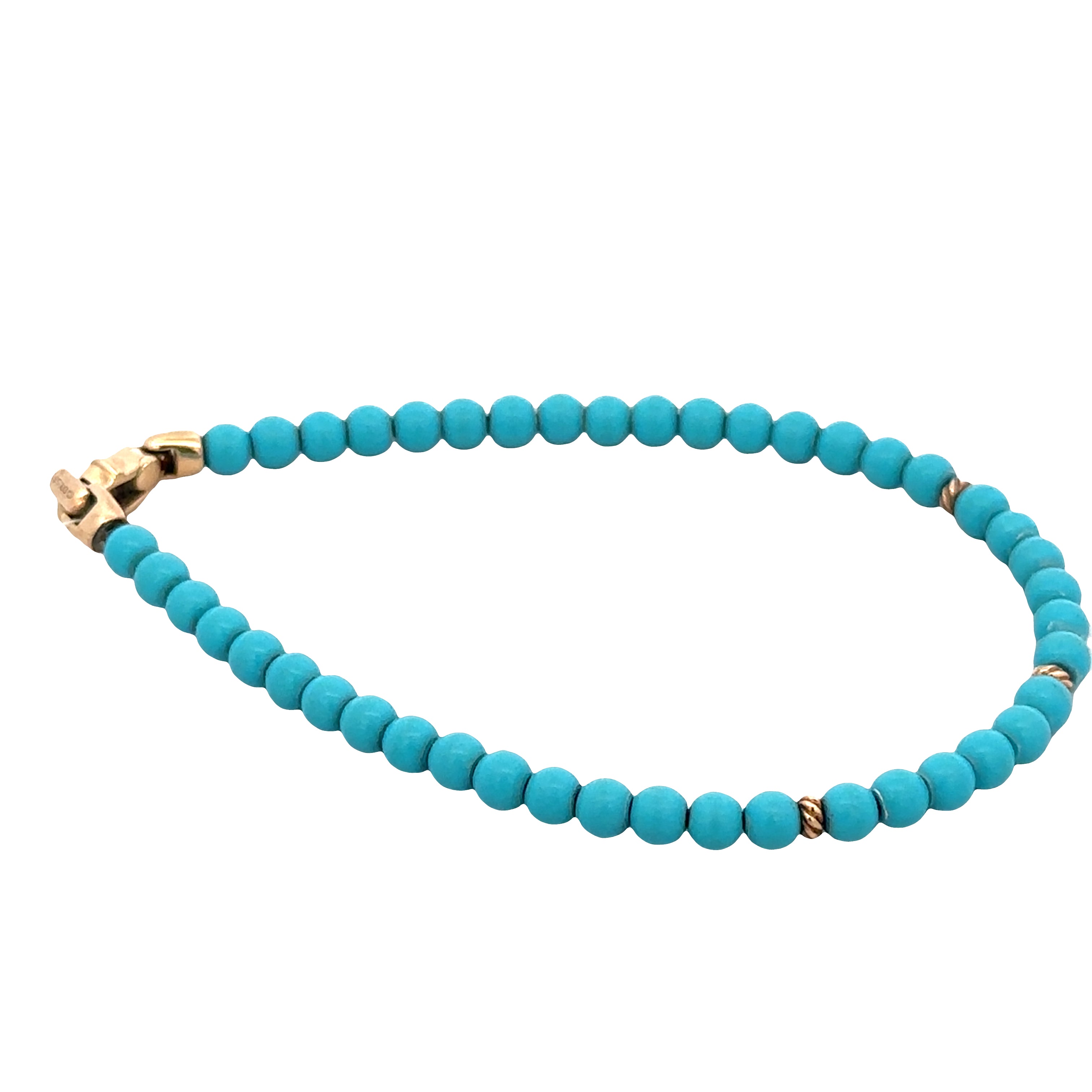 Estate David Yurman Spiritual Beads Turquoise & 18k Yellow Gold Bracelet – 7"