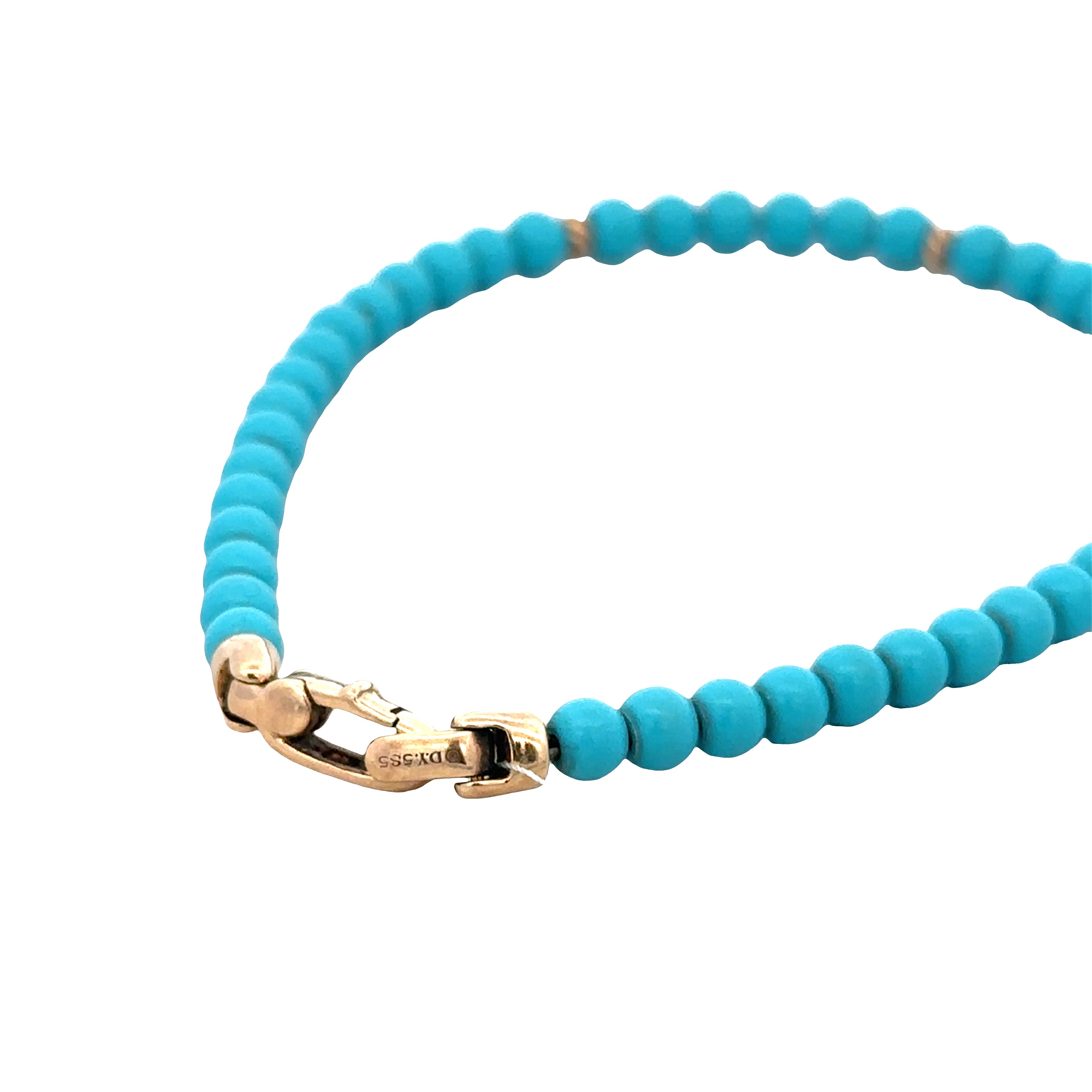 Estate David Yurman Spiritual Beads Turquoise & 18k Yellow Gold Bracelet – 7"