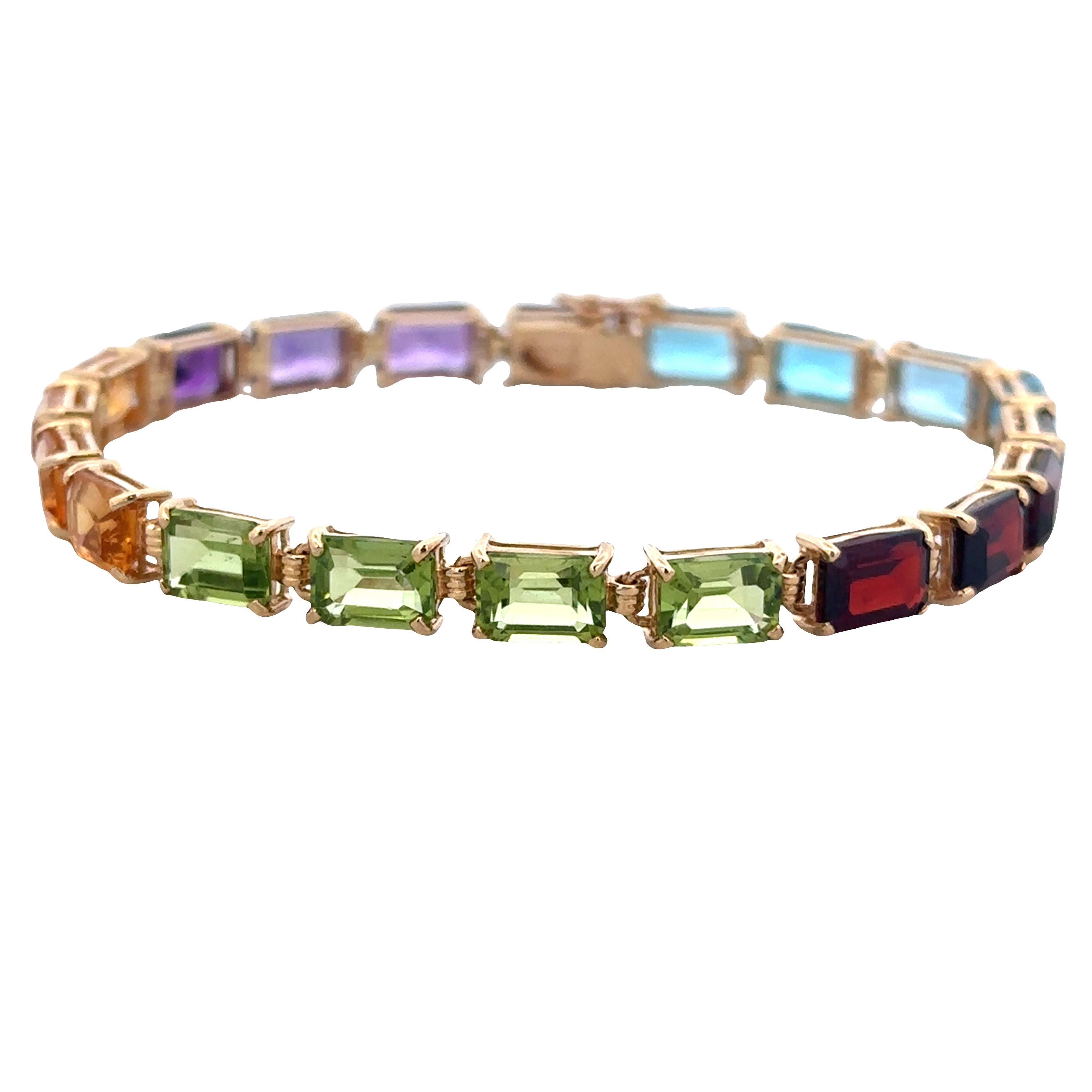 18k Yellow Gold 21.60 CTW Multi-Gemstone Bracelet – 7"