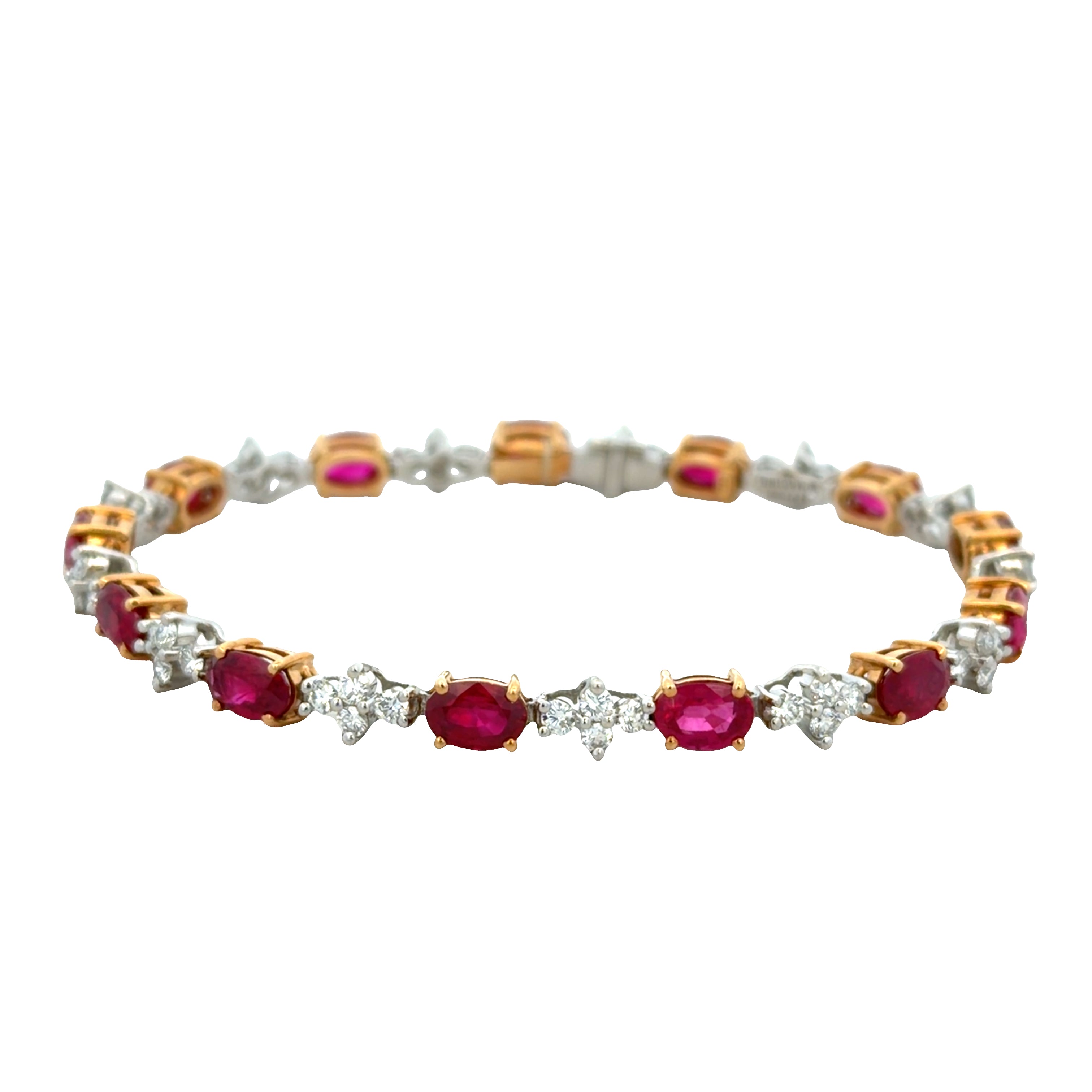 18k Yellow Gold & Platinum Ruby and Diamond Bracelet – 7"