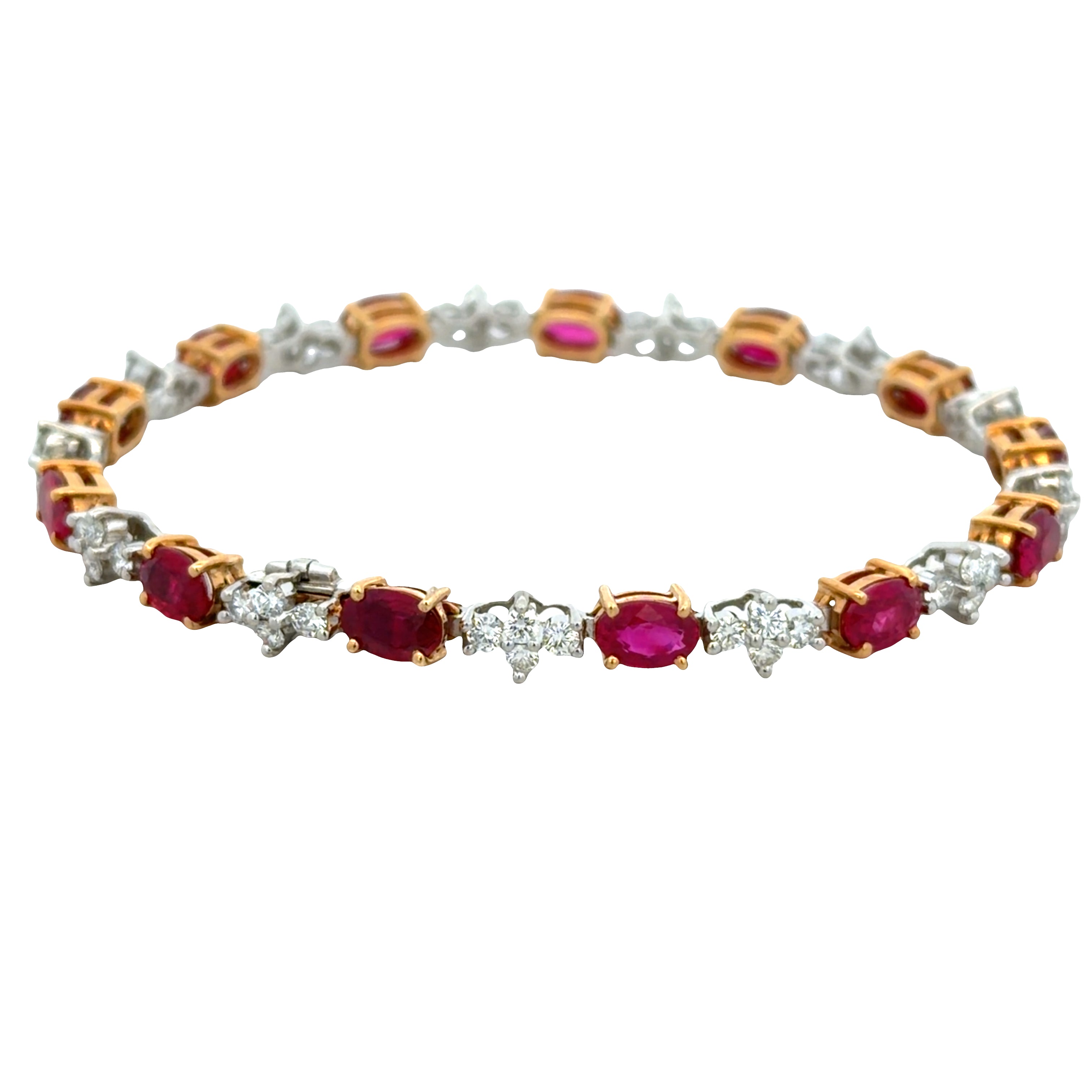 18k Yellow Gold & Platinum Ruby and Diamond Bracelet – 7"