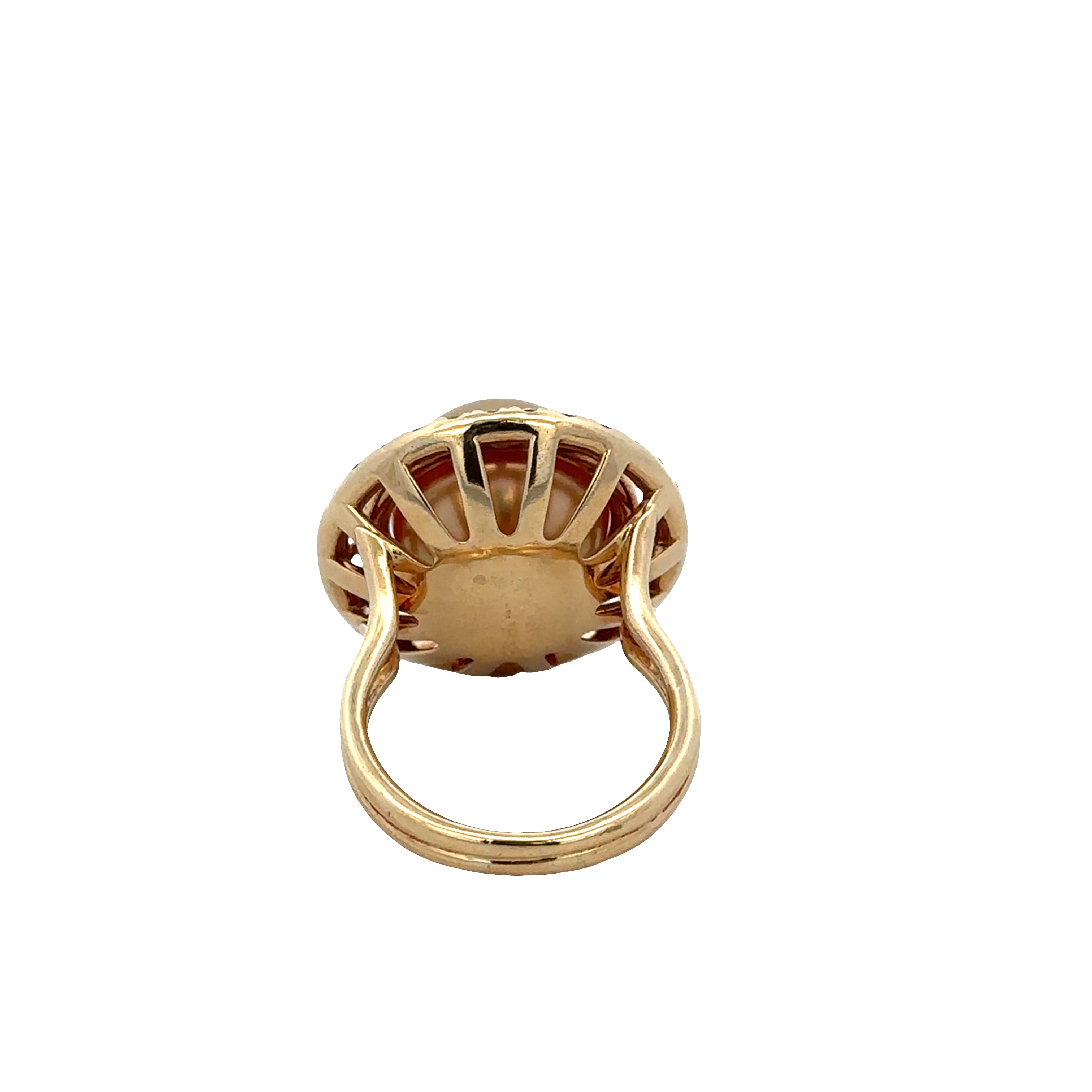 18k Yellow Gold Golden South Sea Pearl & Diamond Ring – Size 8.25