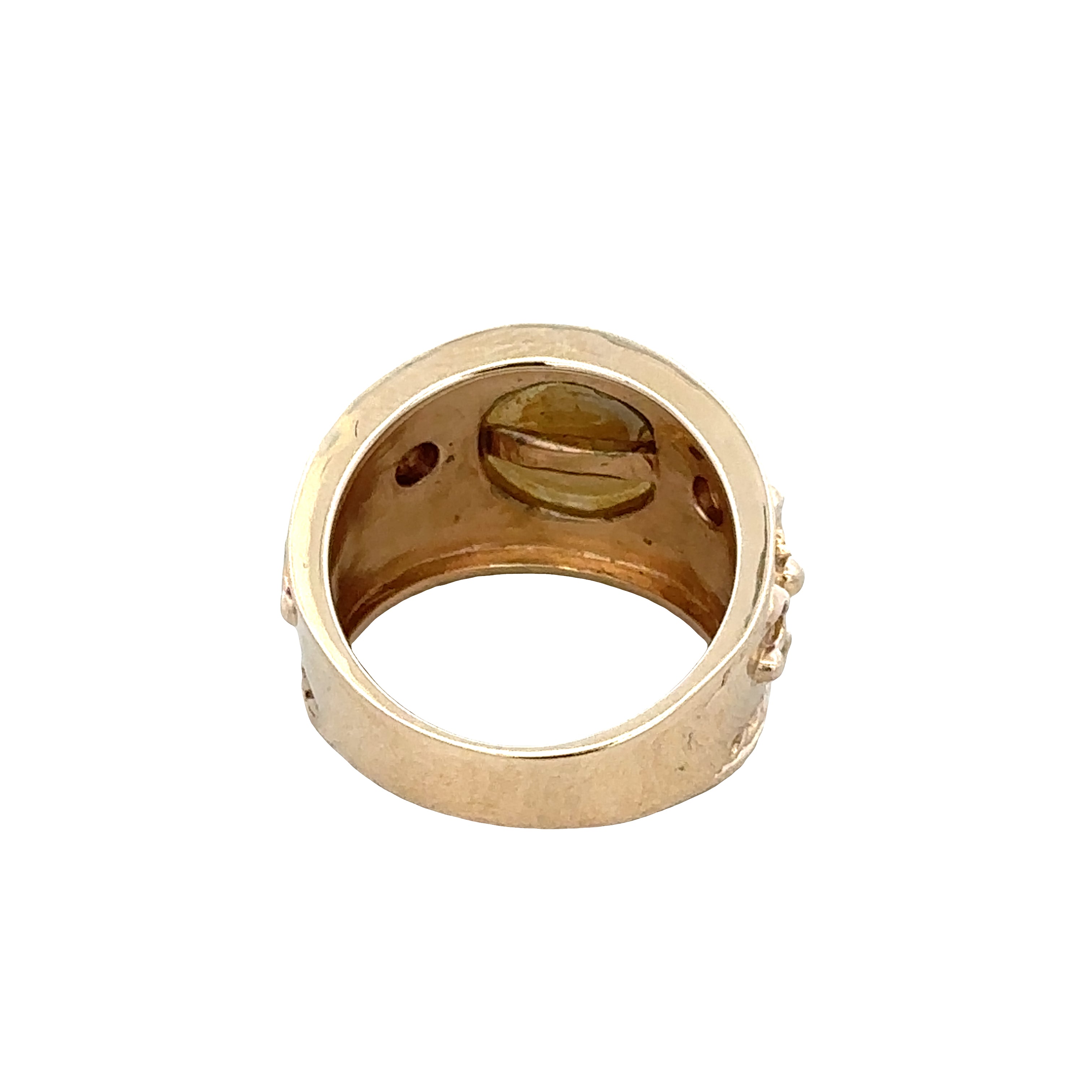 14k Yellow Gold Mabe Pearl & Diamond Etruscan-Style Ring – Size 6.25