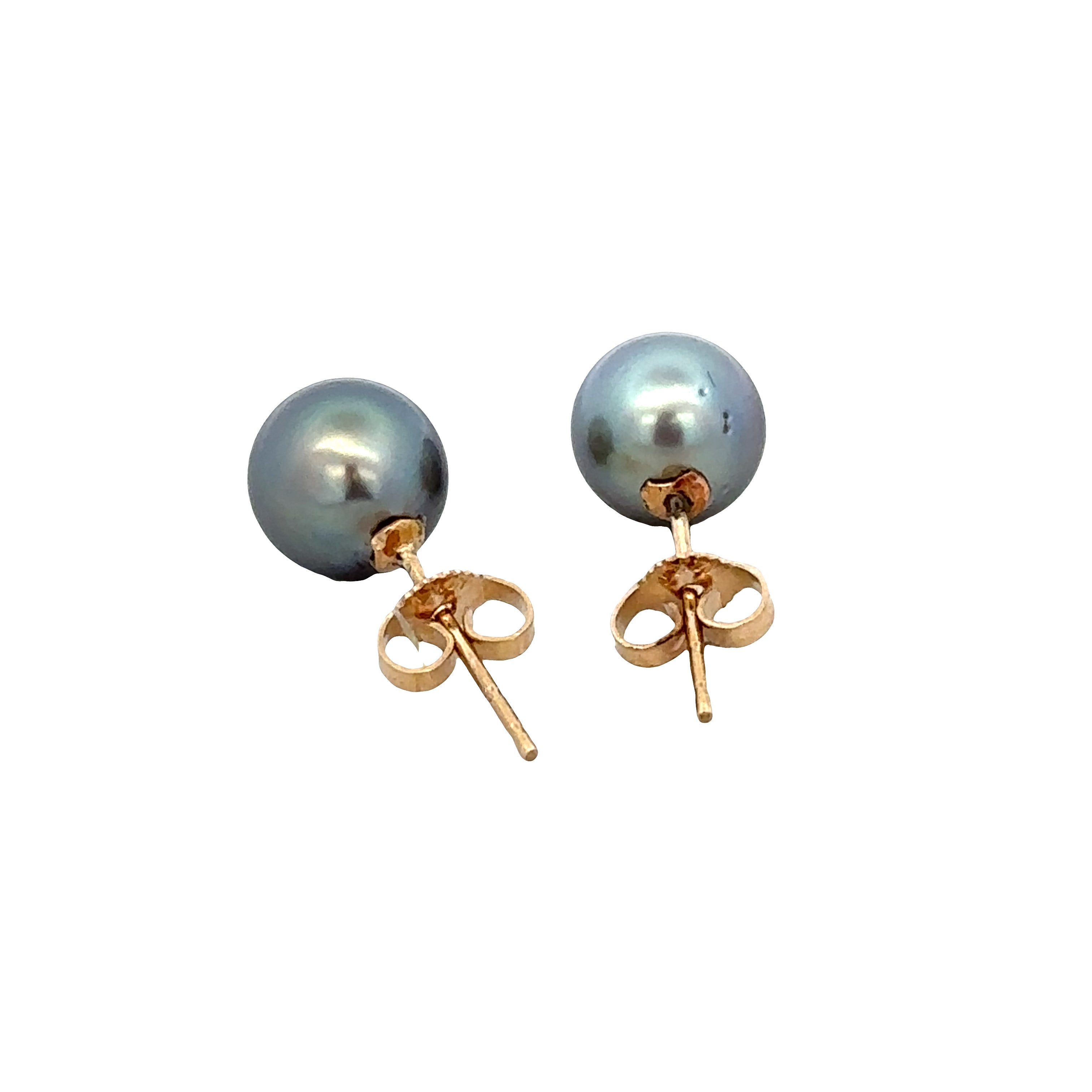 14k Yellow Gold Tahitian Pearl Stud Earrings – 8–8.5mm