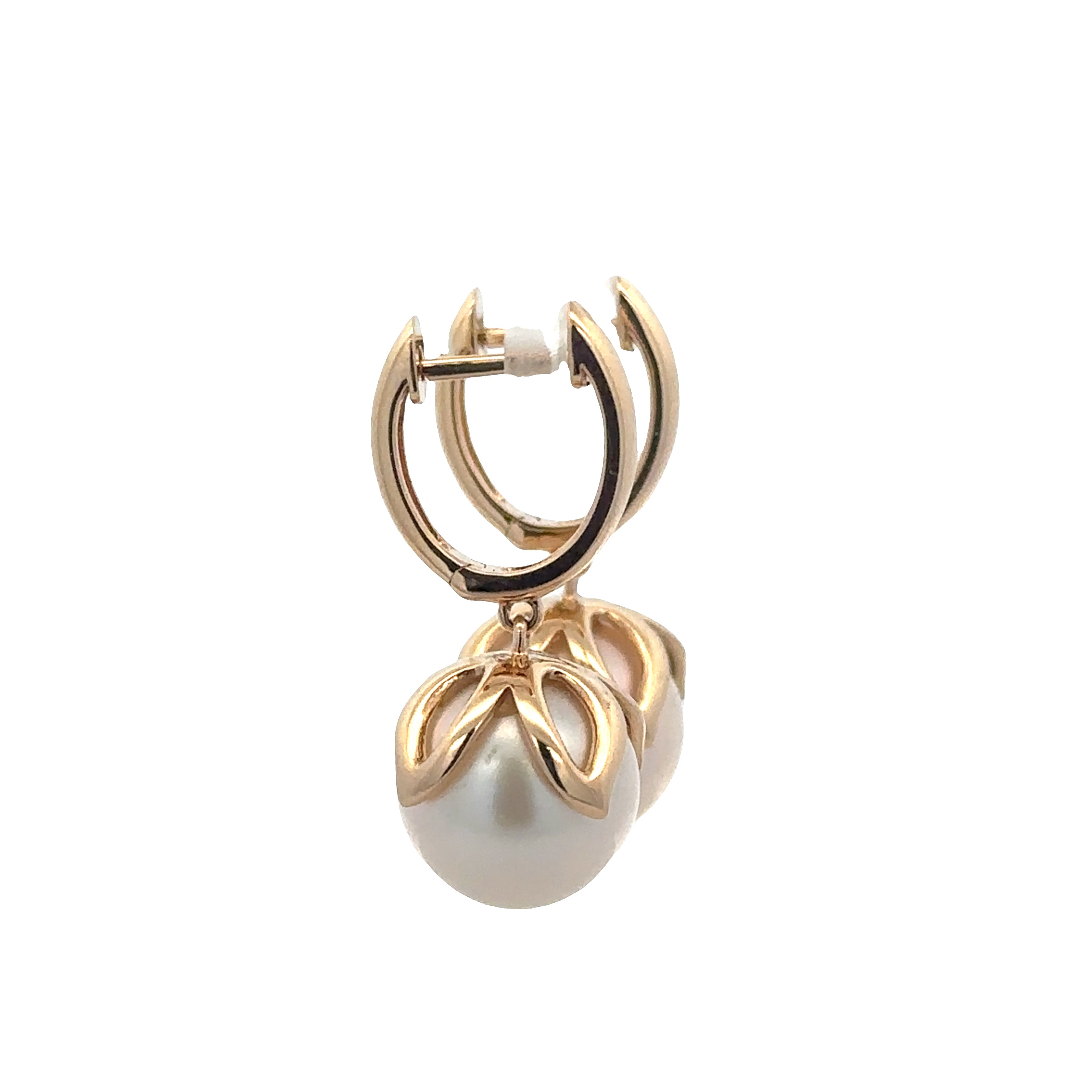 14k Yellow Gold Akoya Pearl Dangle Earrings – 1 1/8" Long