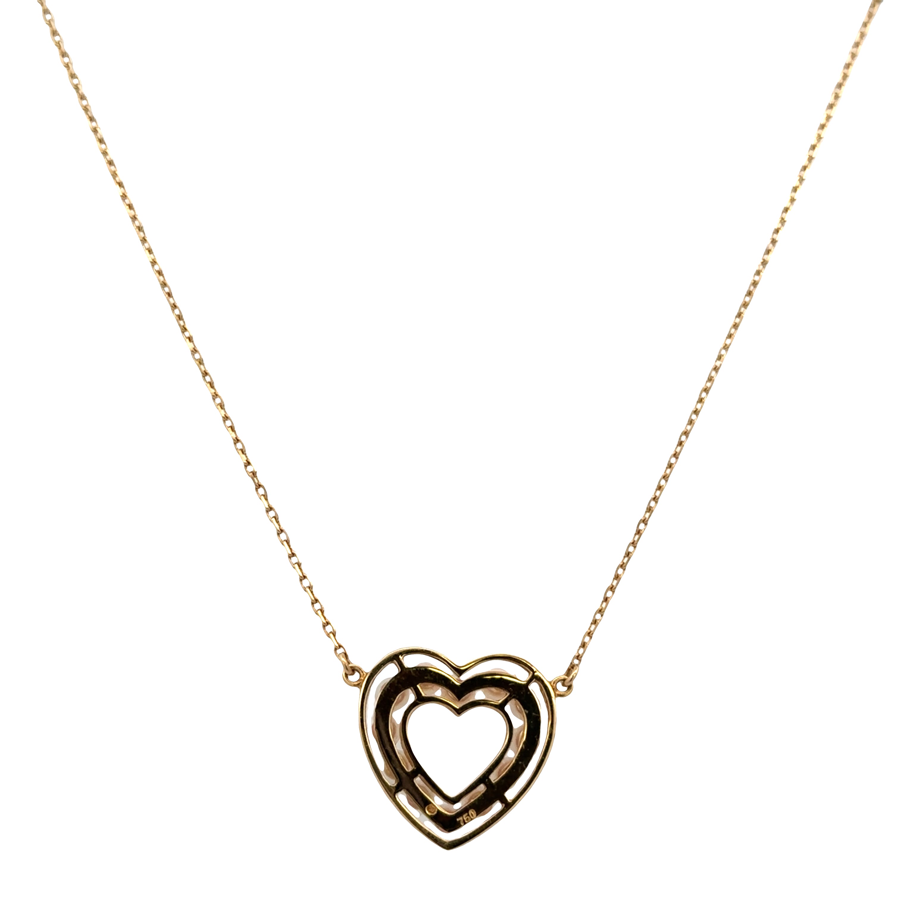 Estate Mikimoto 18k Yellow Gold Akoya Pearl Heart Necklace – 16.5"
