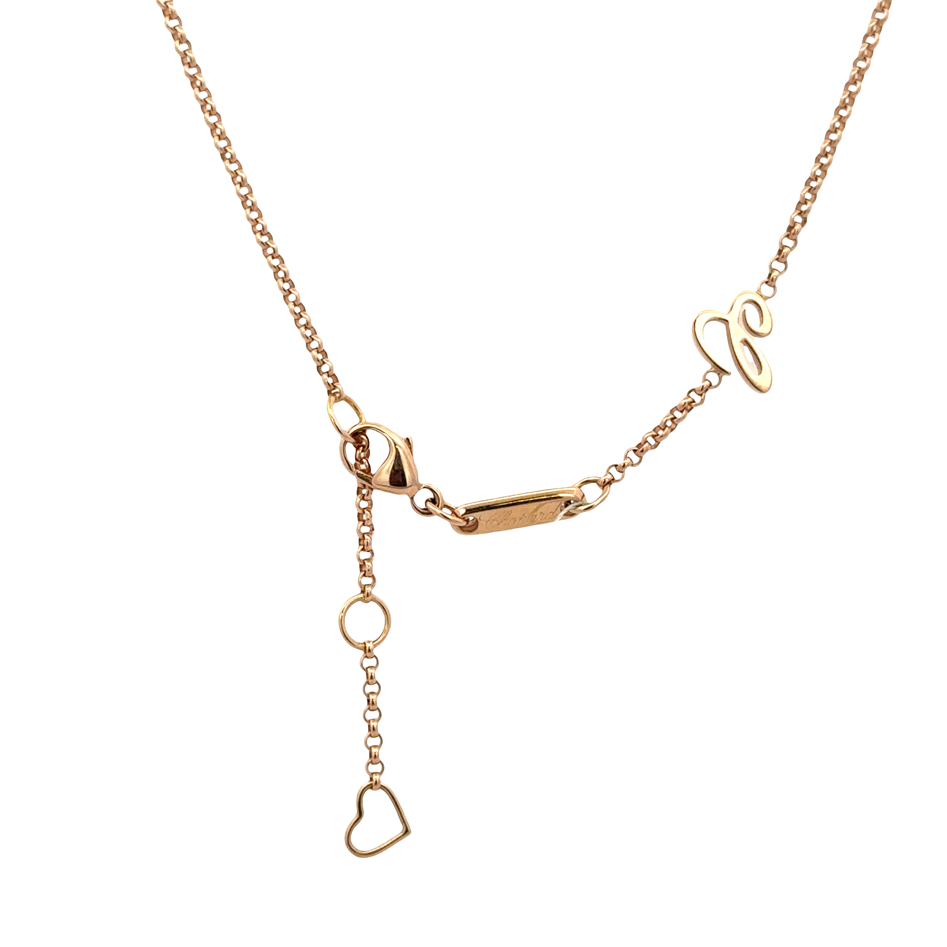 Estate Chopard 18k Rose Gold Happy Hearts Mother of Pearl & Diamond Pendant Necklace – Adjustable 18"