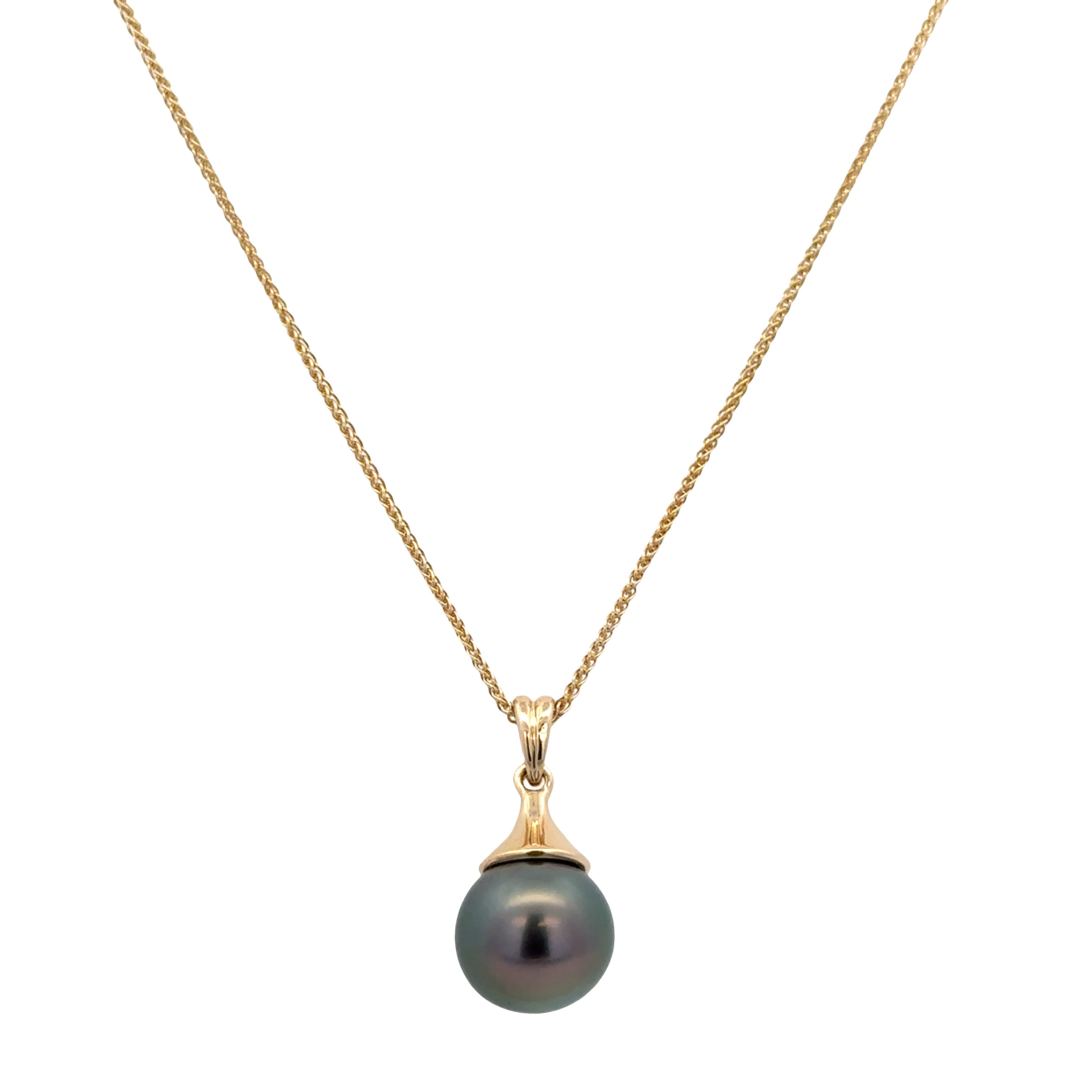 14k Yellow Gold Tahitian Pearl Pendant Necklace – 16"
