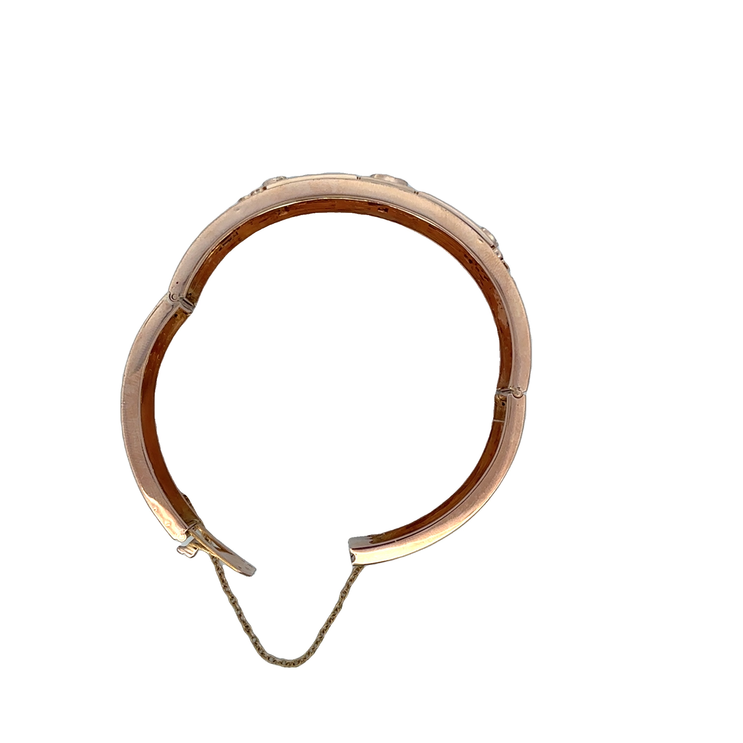 French Antique 18k Rose Gold Seed Pearl and Black Enamel Bracelet
