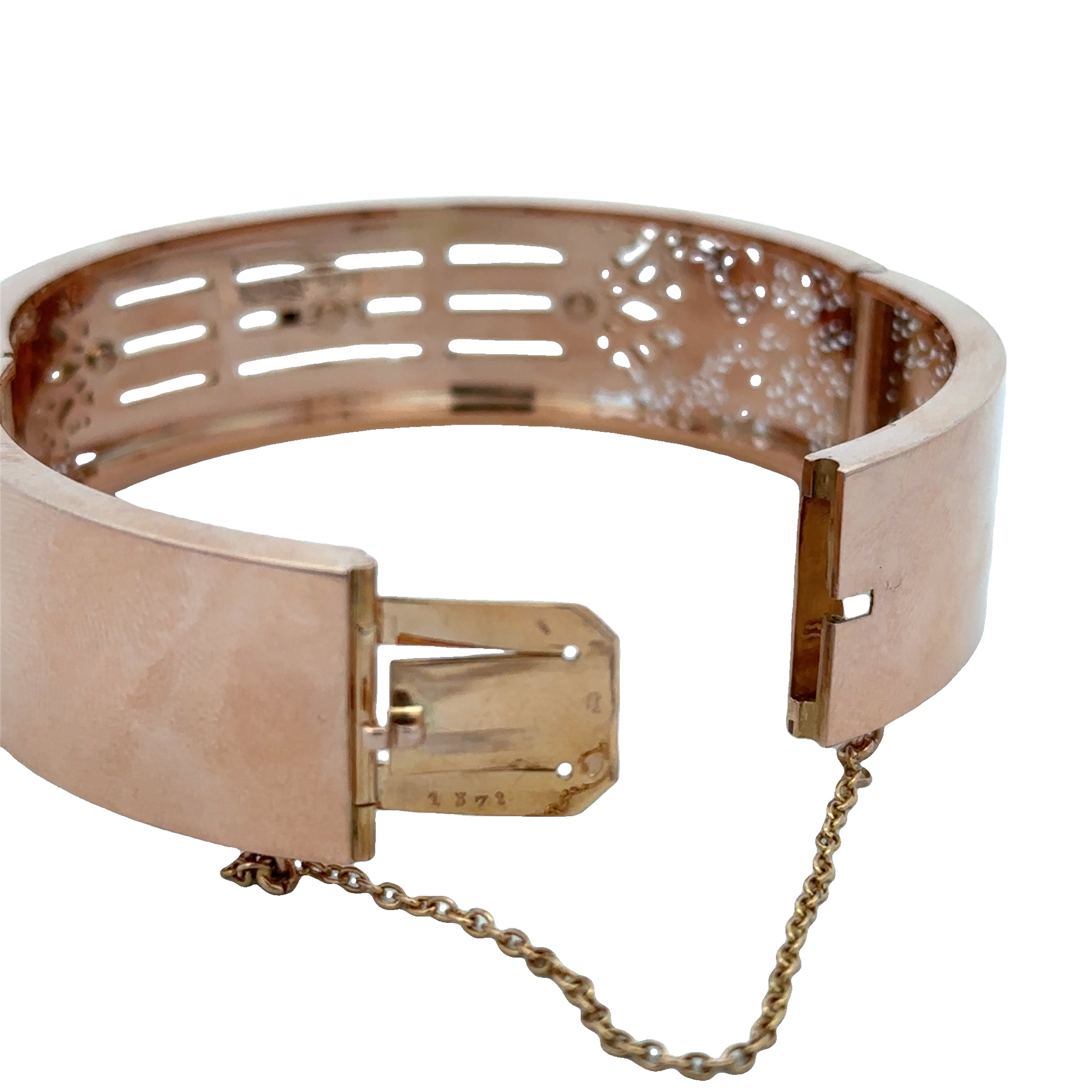 French Antique 18k Rose Gold Seed Pearl and Black Enamel Bracelet