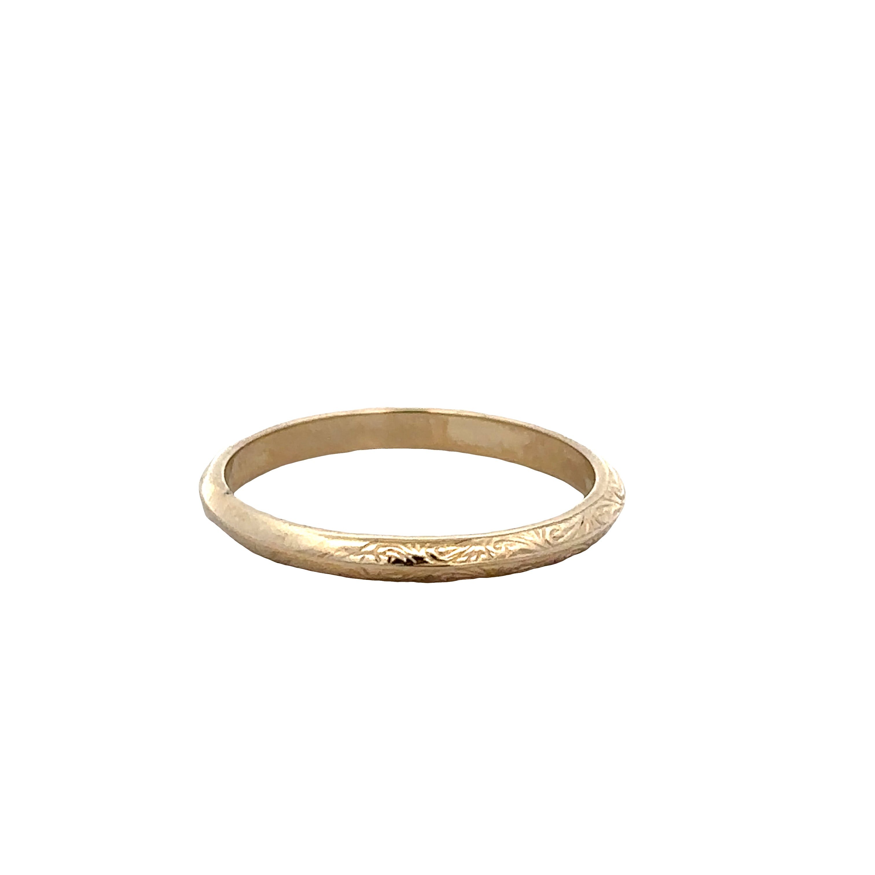 14k Yellow Gold Vintage-Inspired Engraved Band – Size 6.5