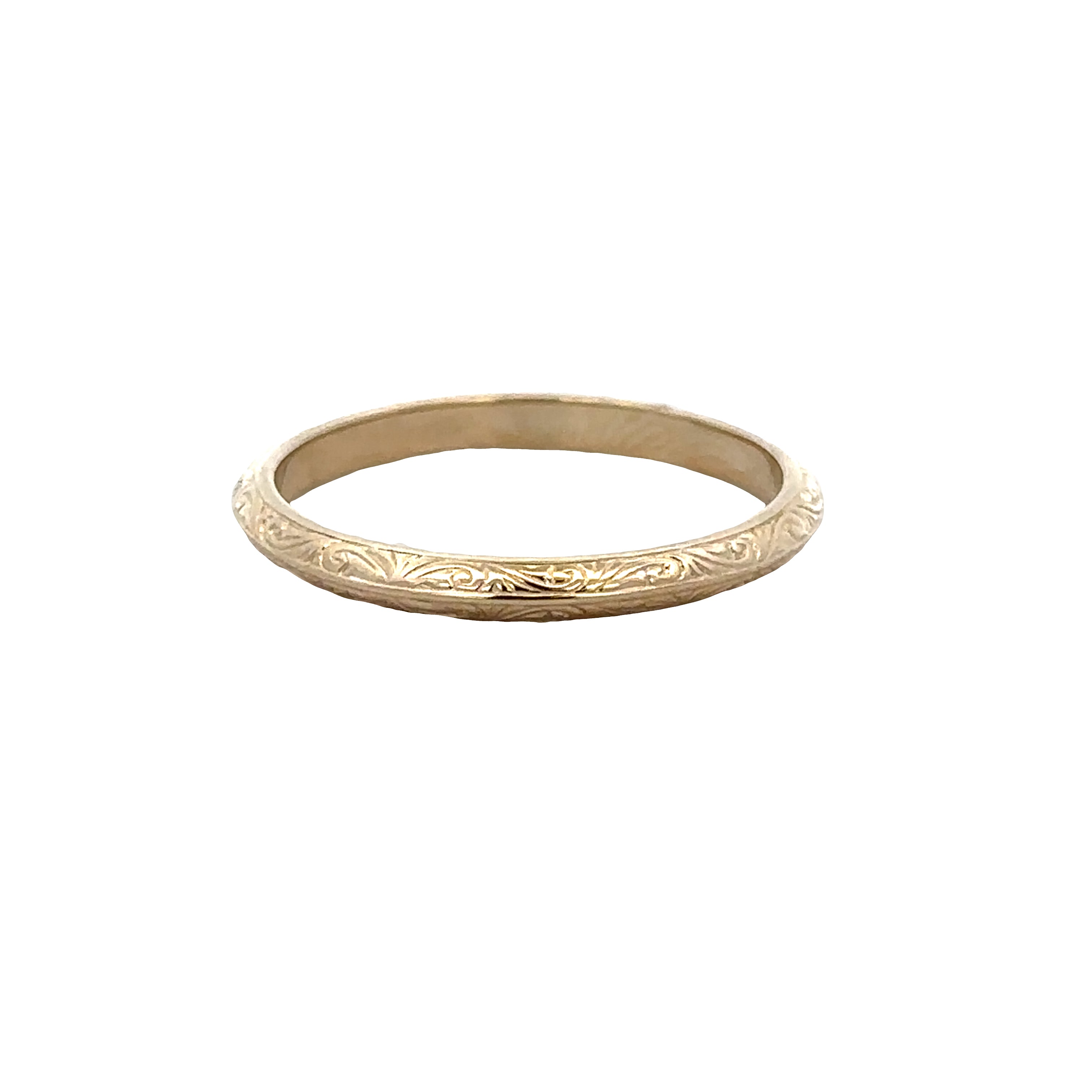 14k Yellow Gold Vintage-Inspired Engraved Band – Size 6.5