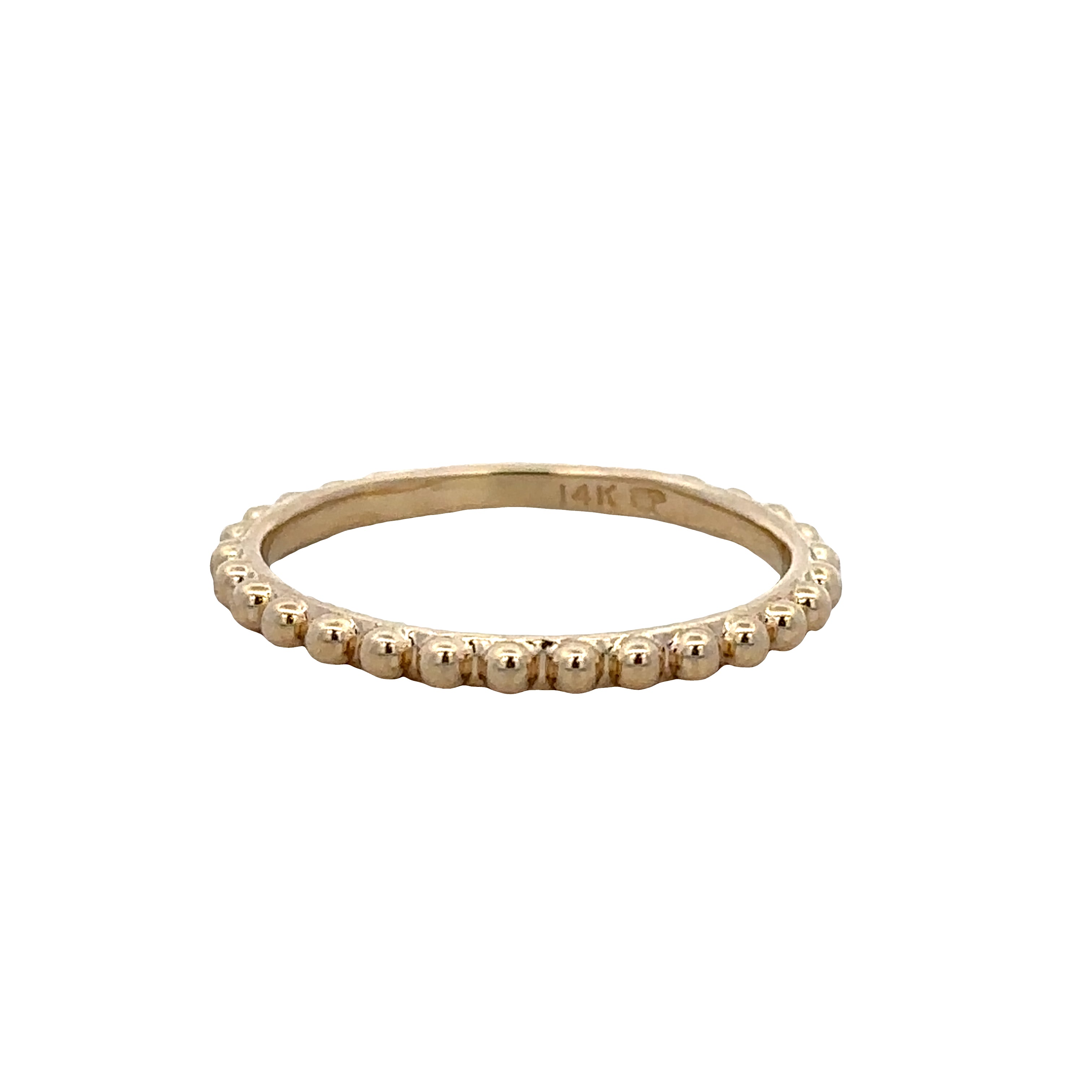14k Yellow Gold Beaded Band – Size 6.75