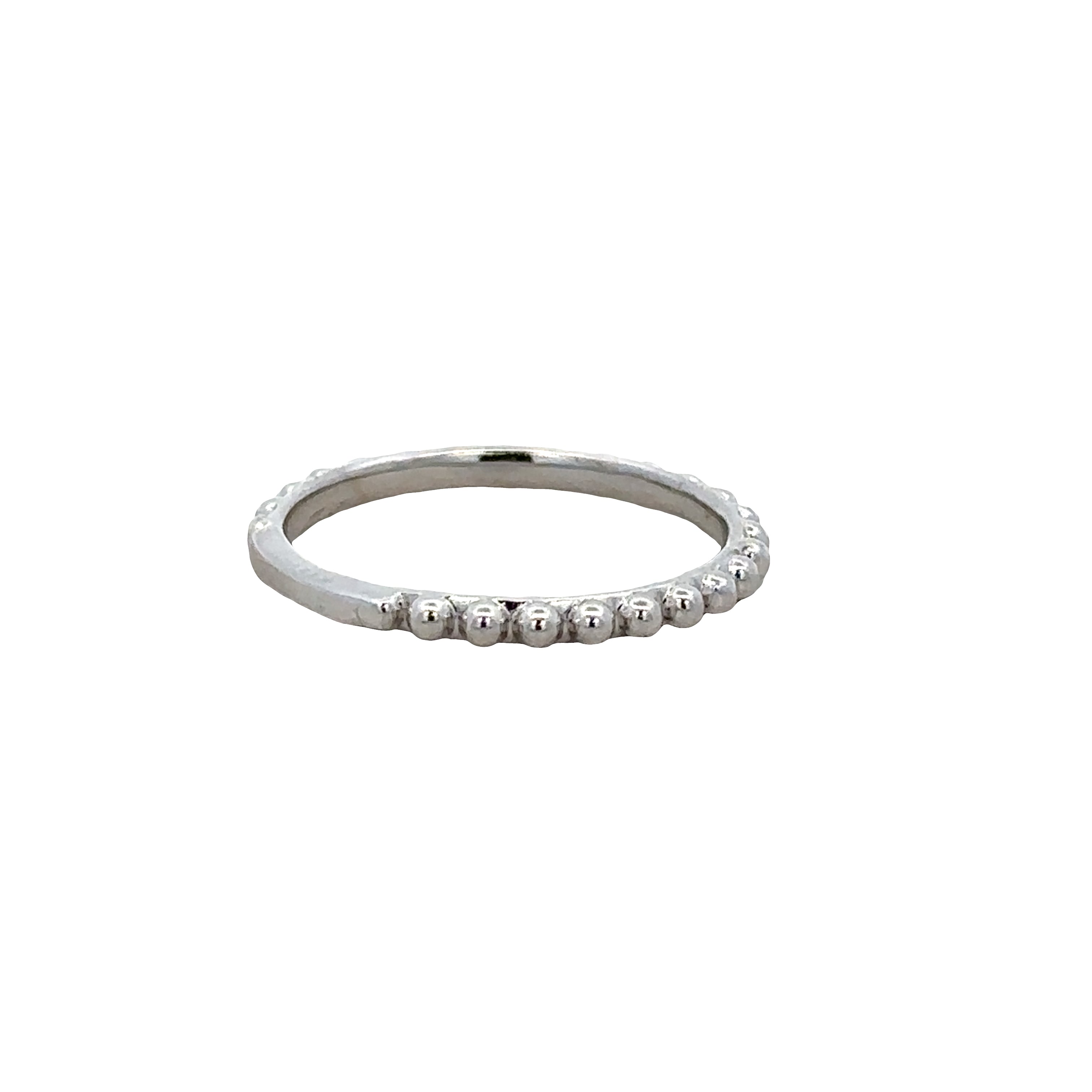 14k White Gold Beaded Band – Size 6.75