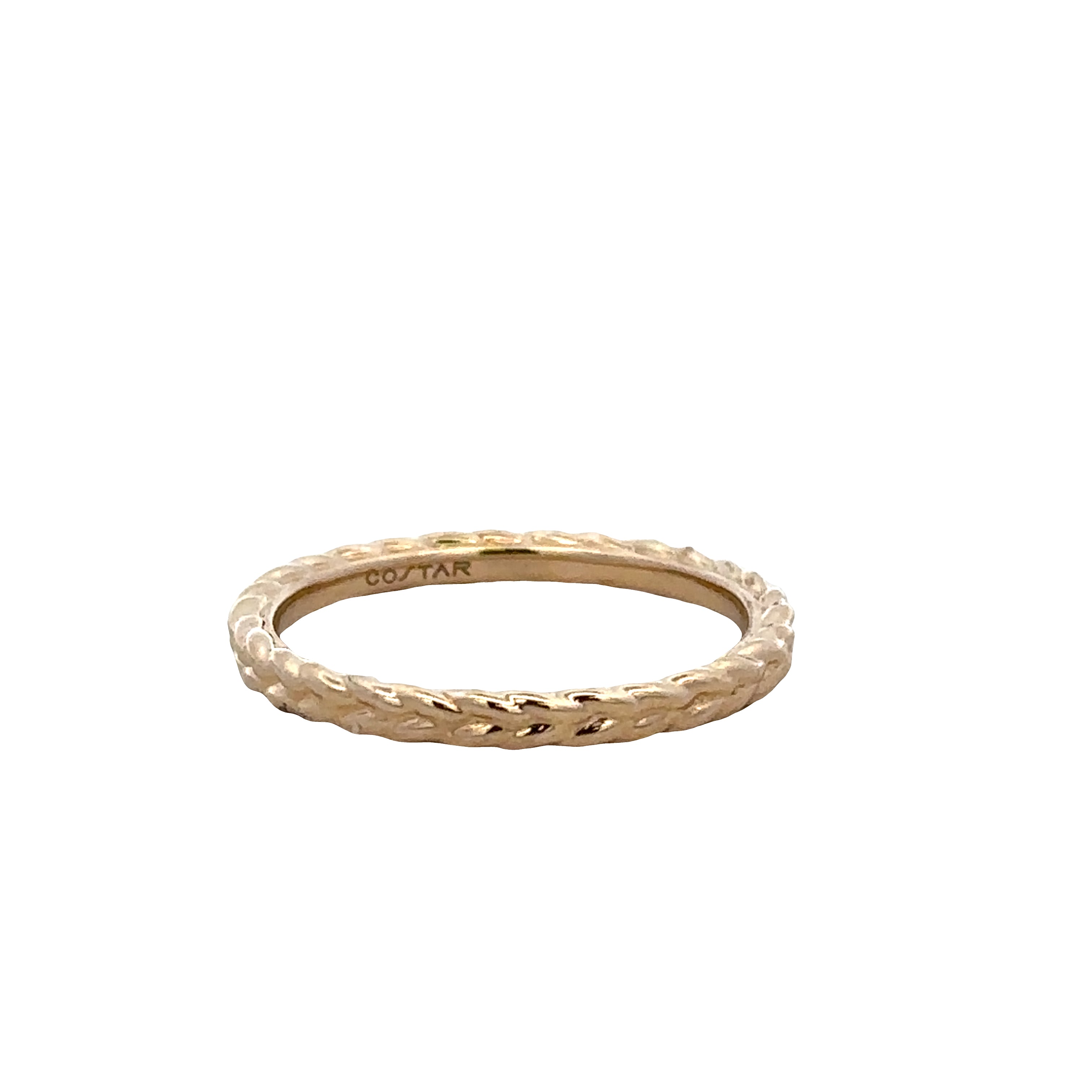 14k Yellow Gold Carved Foliate Wedding Band – Size 6