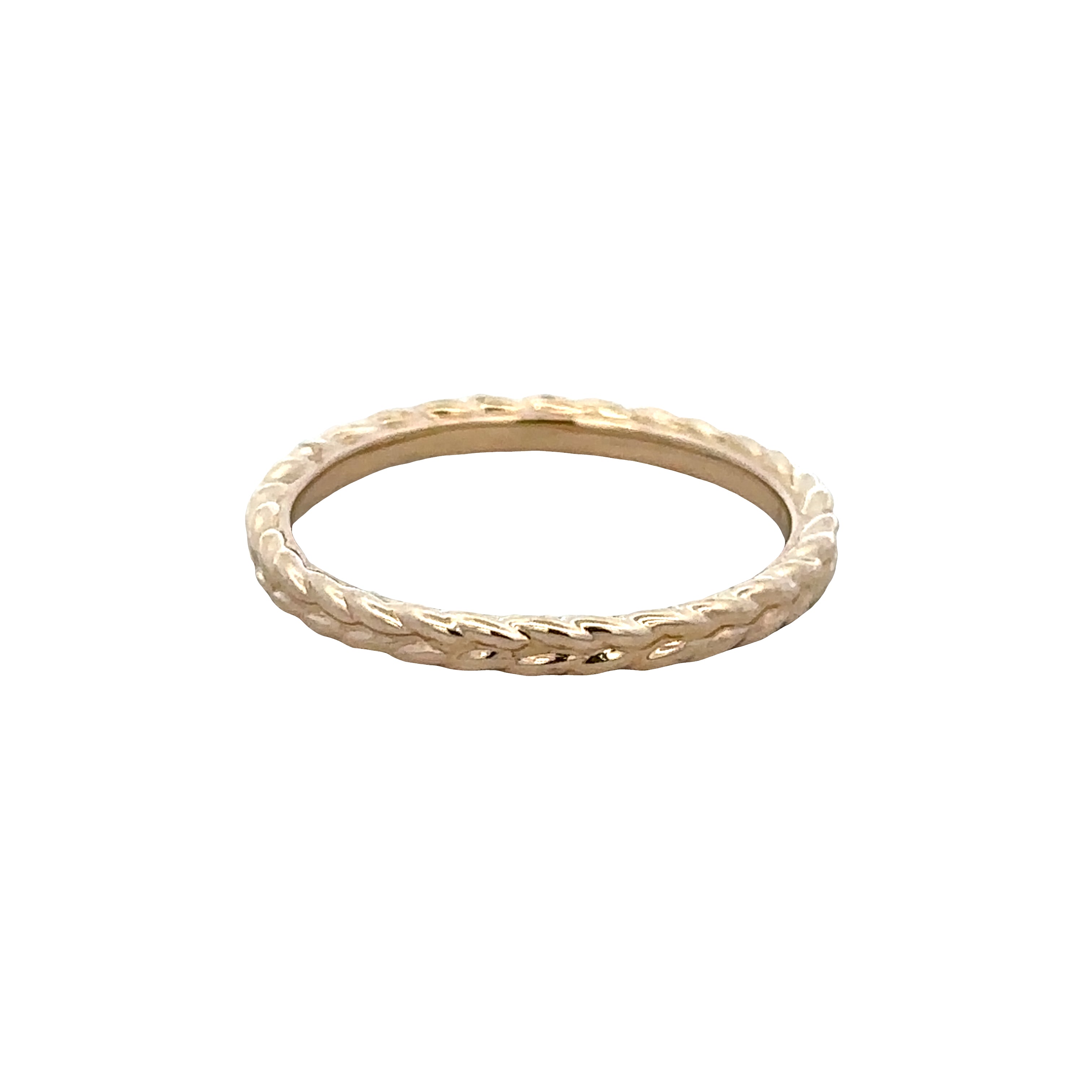 14k Yellow Gold Carved Foliate Wedding Band – Size 6