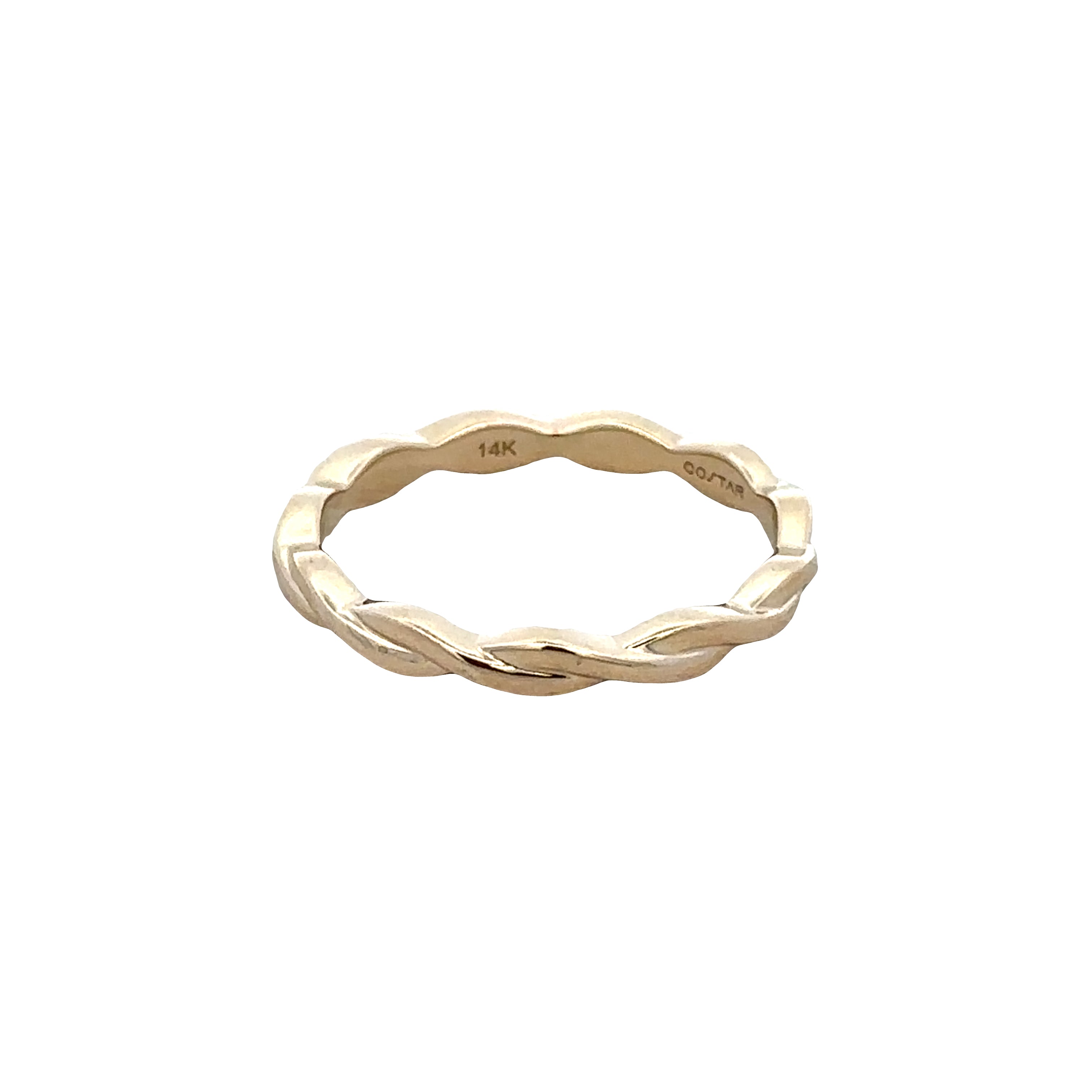 14k Yellow Gold Textured Braided Wedding Band – Size 6
