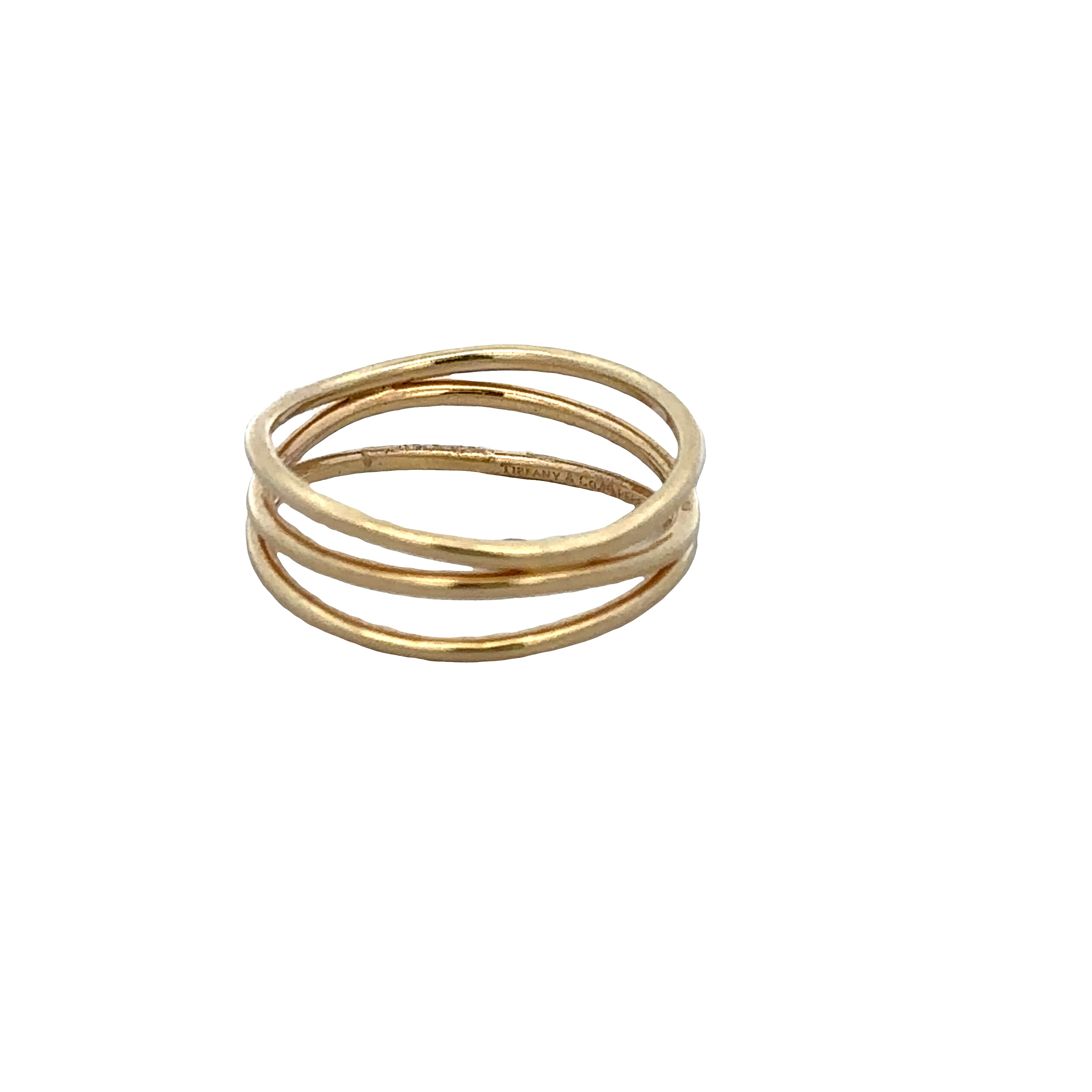 Estate Tiffany & Co. 18k Yellow Gold Three-Row Wave Band Ring – Size 6