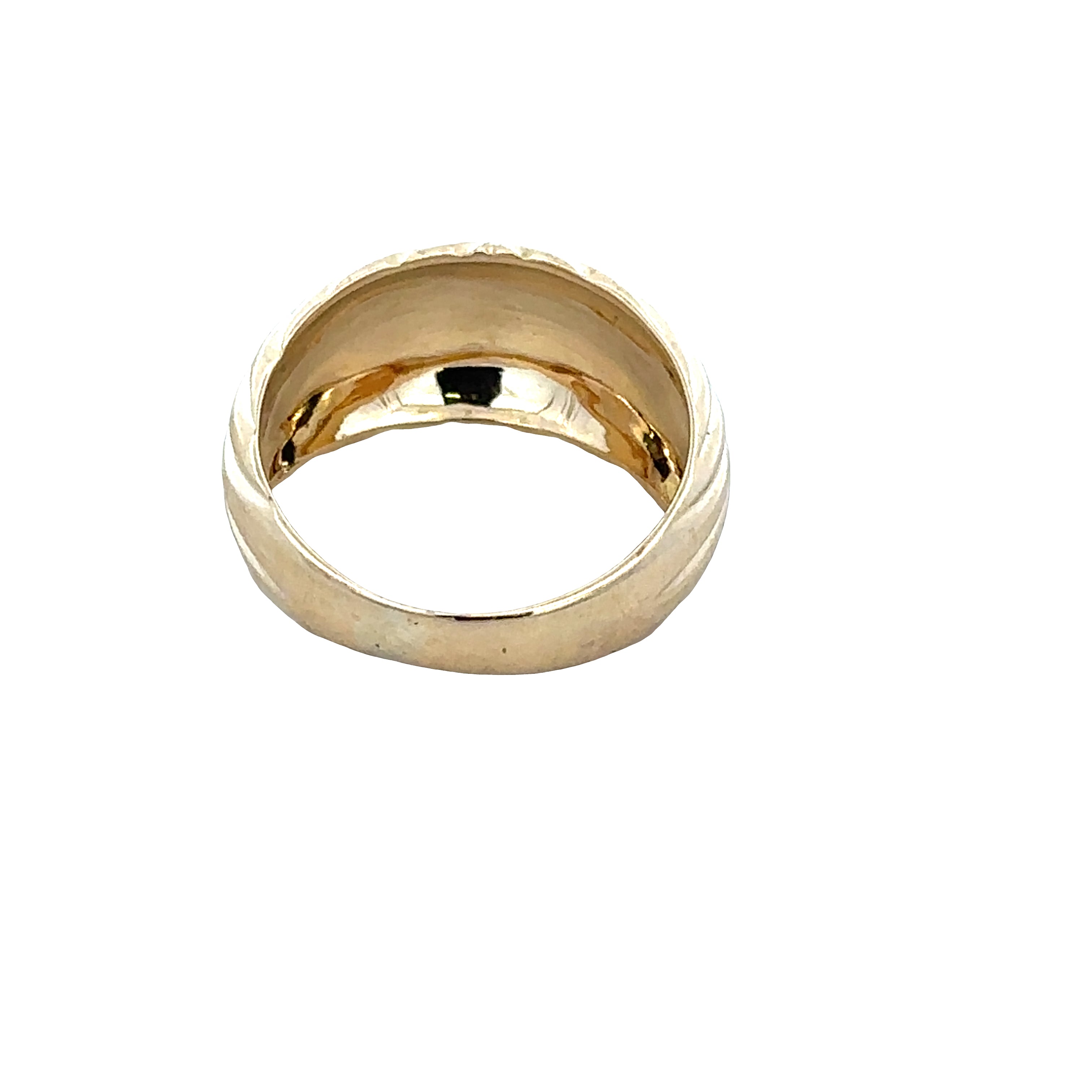 18k Yellow Gold Textured Geometric Domed Fashion Ring – Size 8