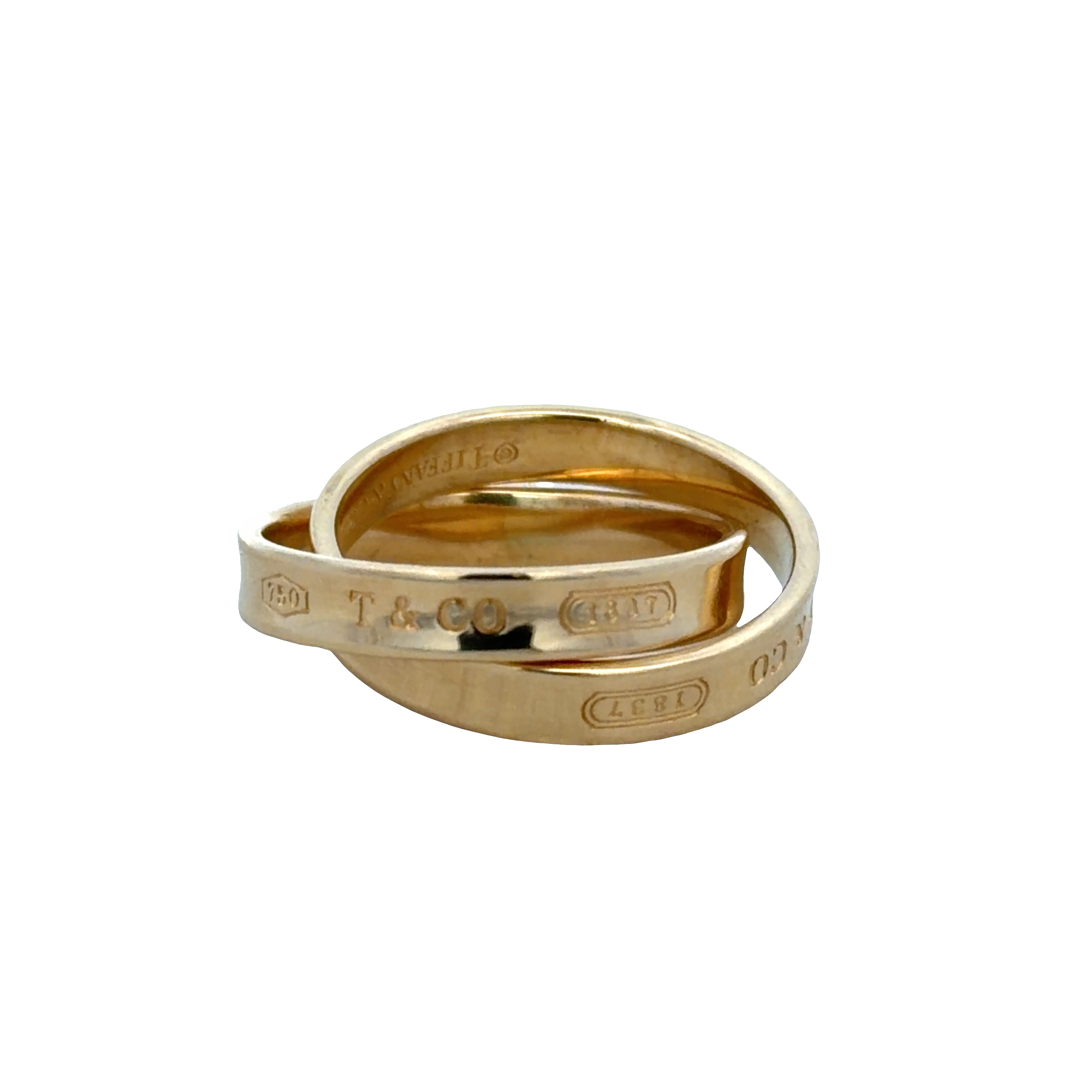 Estate Tiffany & Co. 1837 18k Yellow Gold Interlocking Ring – Size 7.5