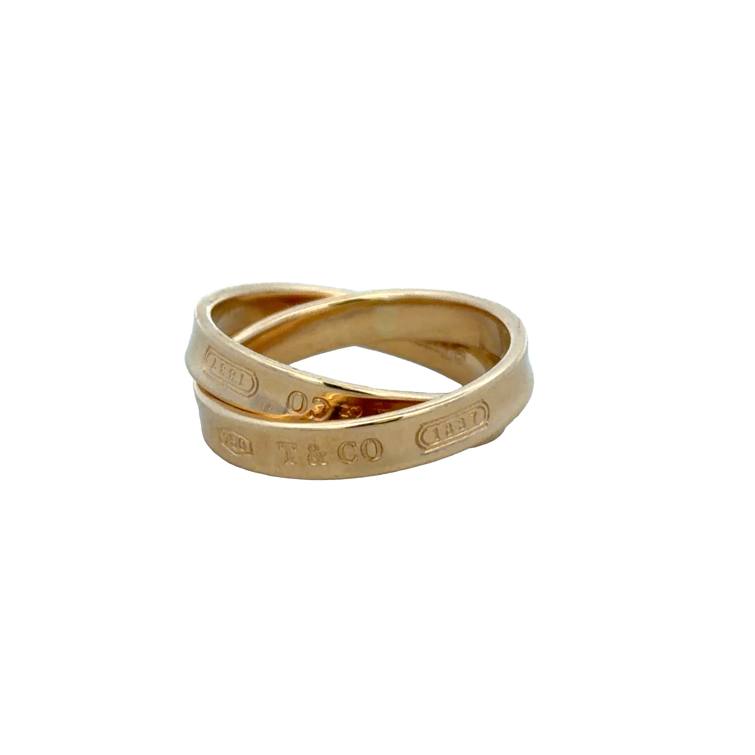 Estate Tiffany & Co. 1837 Collection 18k Yellow Gold Rolling Rings – Size 5.75–6