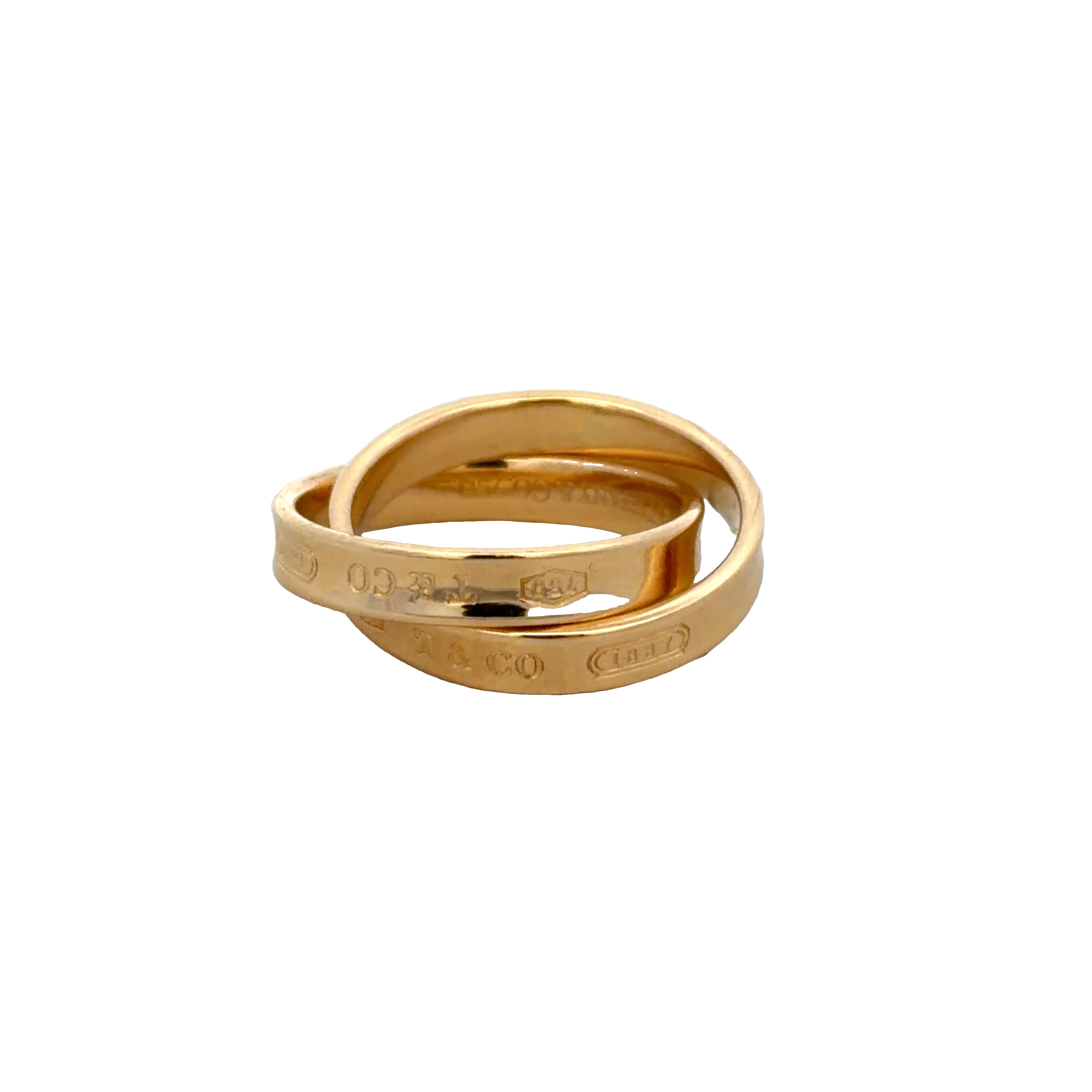 Estate Tiffany & Co. 1837 Collection 18k Yellow Gold Rolling Rings – Size 5.75–6