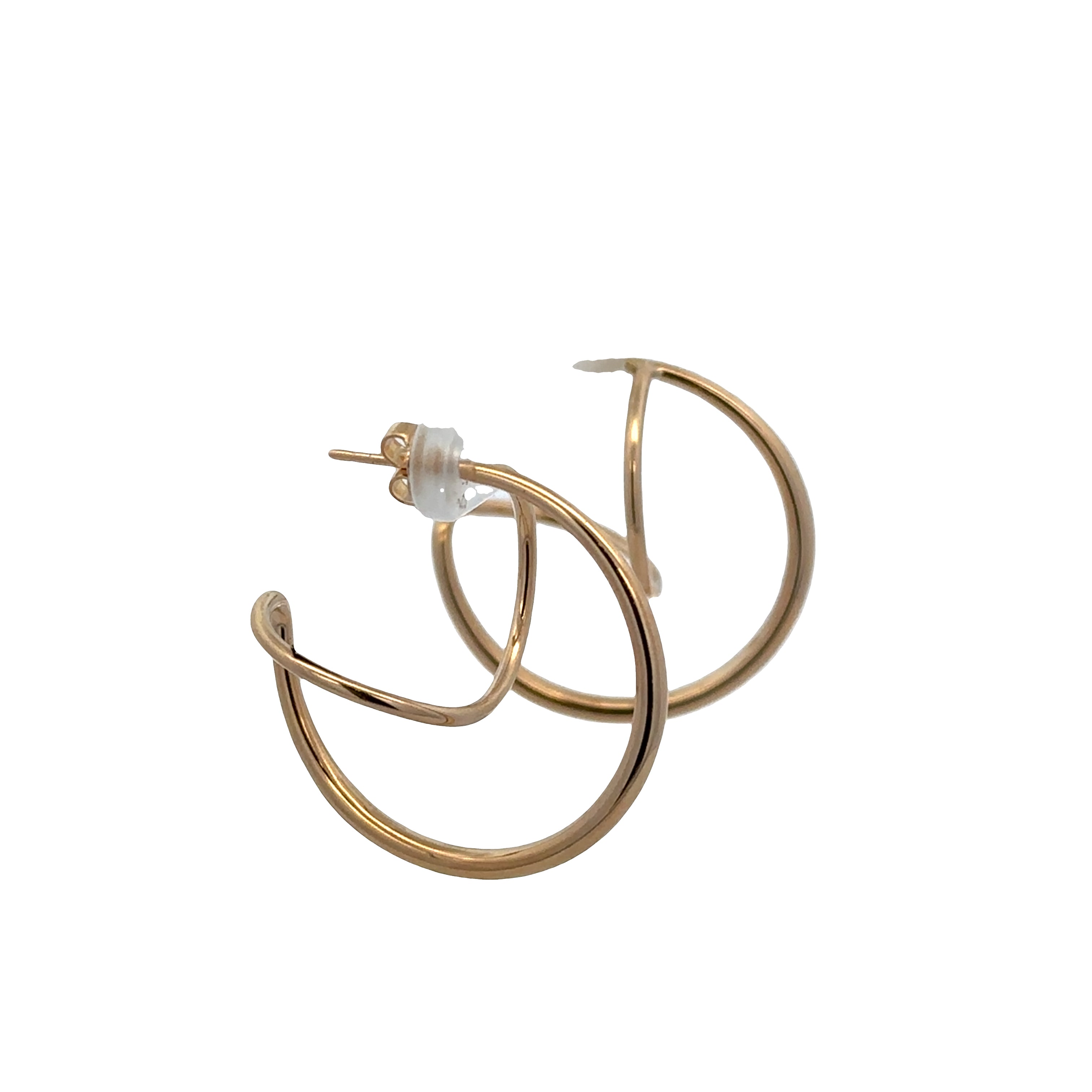 14k Yellow Gold Modern Abstract Hoop Earrings